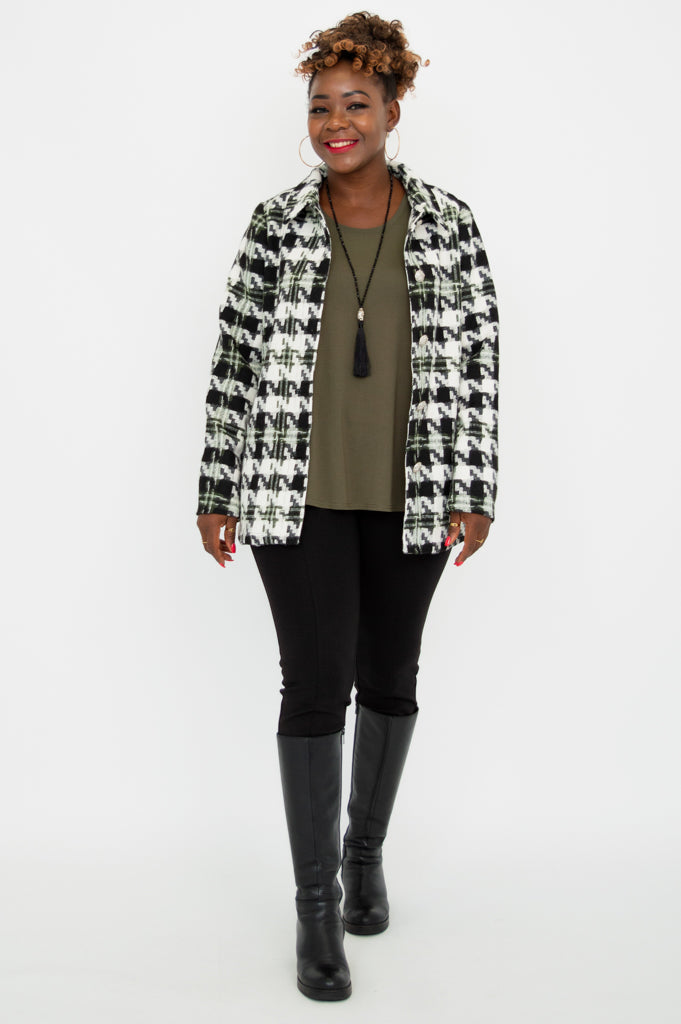 Cherie Houndstooth Coat for Women - Classic Wool Blend Winter Jacket with Pockets | Perfect for Office, Parties & Cold Weather Fashion