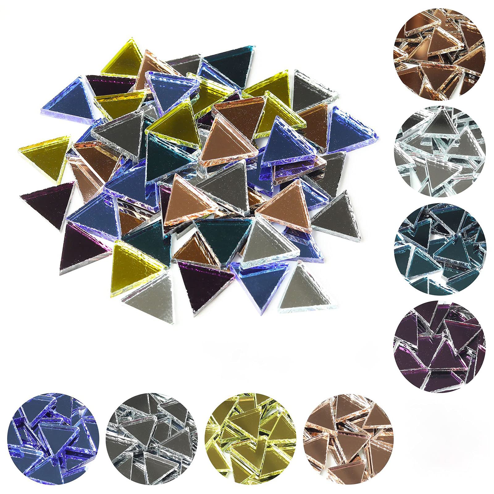 Rose Gold Mirror Glass Mosaic Tiles - 120 Pieces (200g) 2x2cm Triangle Tiles for DIY Home Decor, Crafts, Picture Frames, Flower Pots & Wall Art - Perfect for Bathroom Backsplash, Kitchen Decor & Mosaic Art Projects