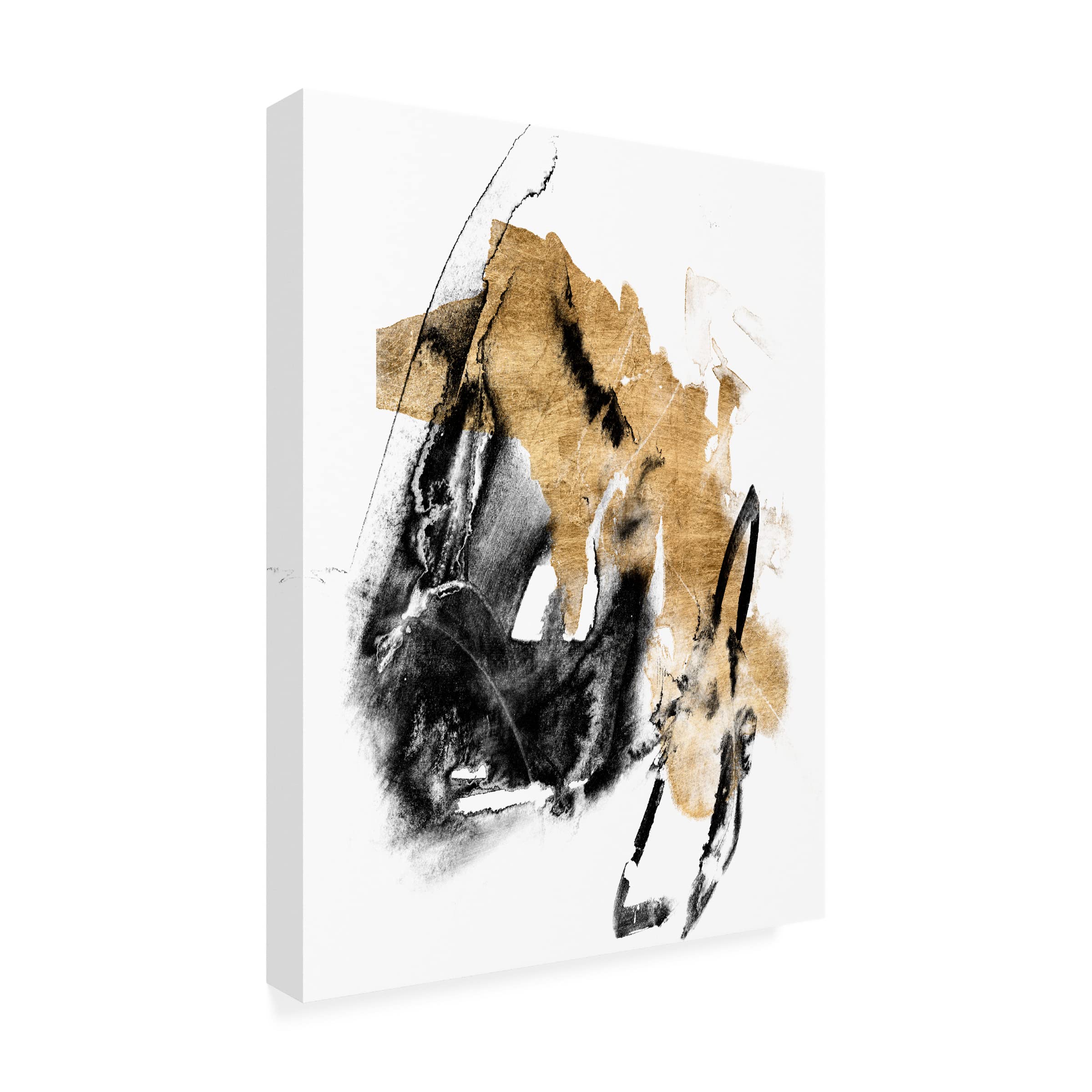 Jennifer Goldberger 'Black And Gold Splash IV' Canvas Wall Art Print - Modern Abstract Painting for Living Room, Bedroom & Office Decor