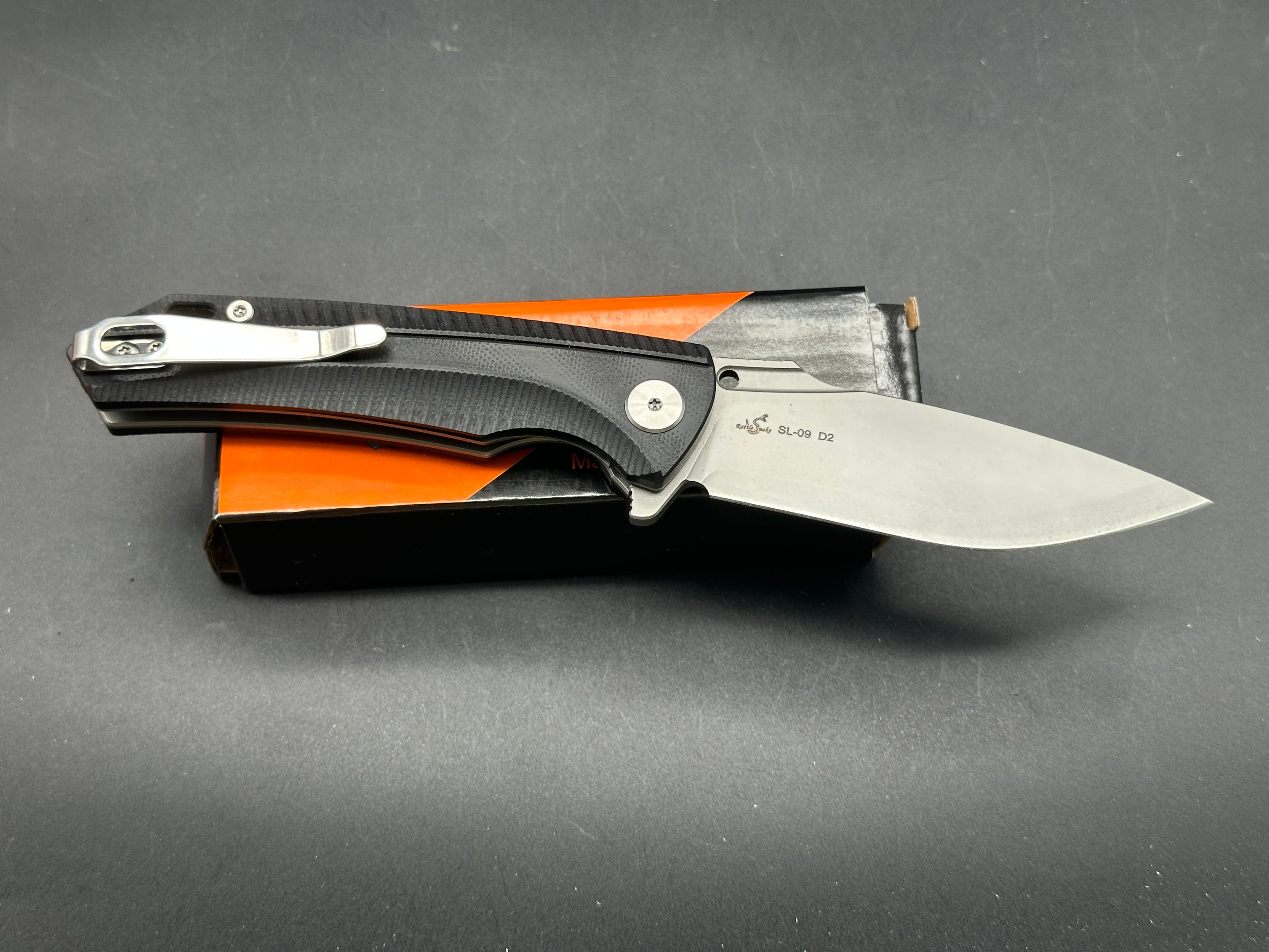 Sixleaf SL 09 Folding Pocket Knife - Black G10 Handle, D2 Steel Blade, Liner Lock Mechanism | EDC, Outdoor Camping, Hunting & Survival Gear