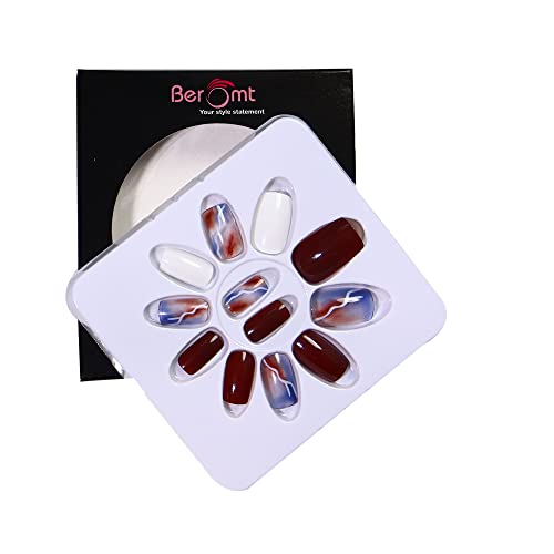 Beromt Press on Nails Set - 24pcs Full Cover Fake Nails for Women, Party & Casual Style, Professional Glue-Free Manicure Kit (BFN578CN) - Perfect for Weddings, Date Nights & Special Occasions