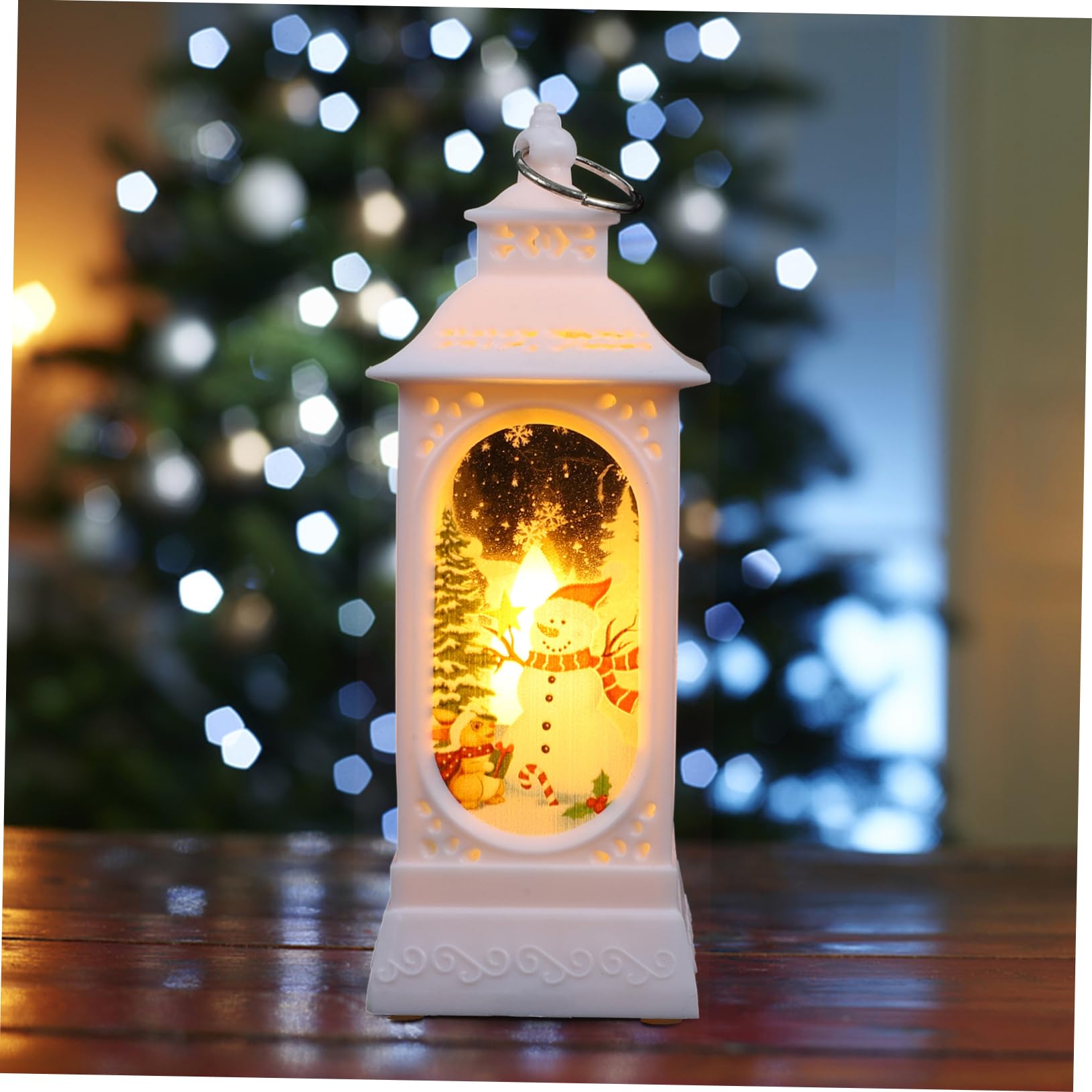 2 Pack LED Christmas Candle Lanterns - Battery Operated Snowman Decor with Warm White Lights, Hanging/Tabletop Holiday Decor for Home, Party, Xmas Tree & Winter Decoration