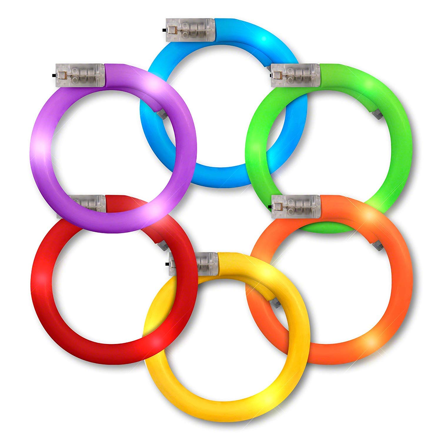 Blinkee 12-Pack Assorted LED Rainbow Tube Bracelets - Glow Party, Rave, Concerts & Night Events Accessories