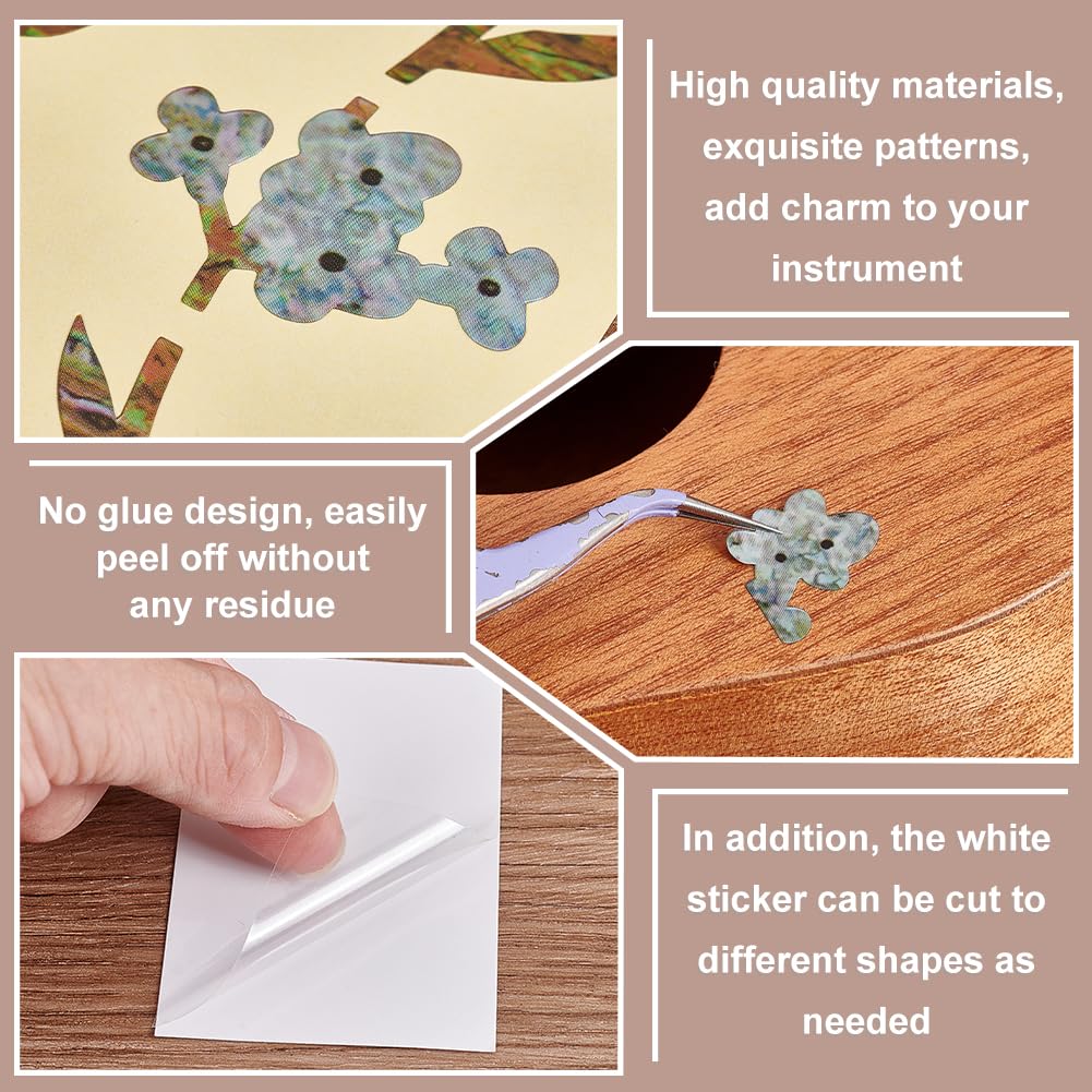 AHANDMAKER Flower Inlay Fret Markers - 2 Sets of Adhesive Guitar Fretboard Stickers for 6-String Acoustic, Bass & Electric Guitars - Perfect for DIY Guitar Customization & Performance Enhancement