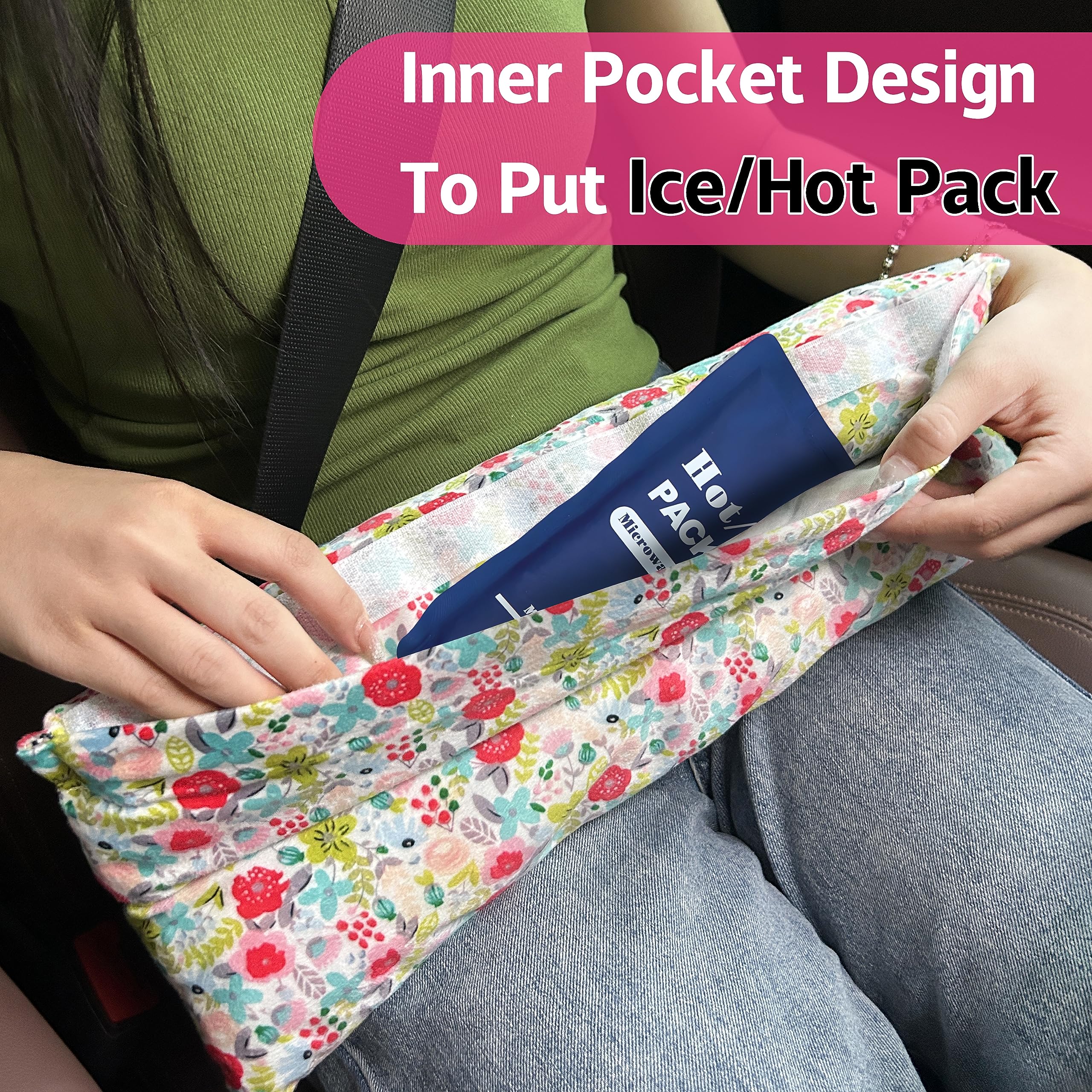 Post-Surgery Recovery Pillow for Mastectomy, Hysterectomy & C-Section – Comfortable Seat Belt Cushion with Ice Pockets – Essential Post-Op Gift for Women – Perfect for Car Rides, Resting & Pain Relief