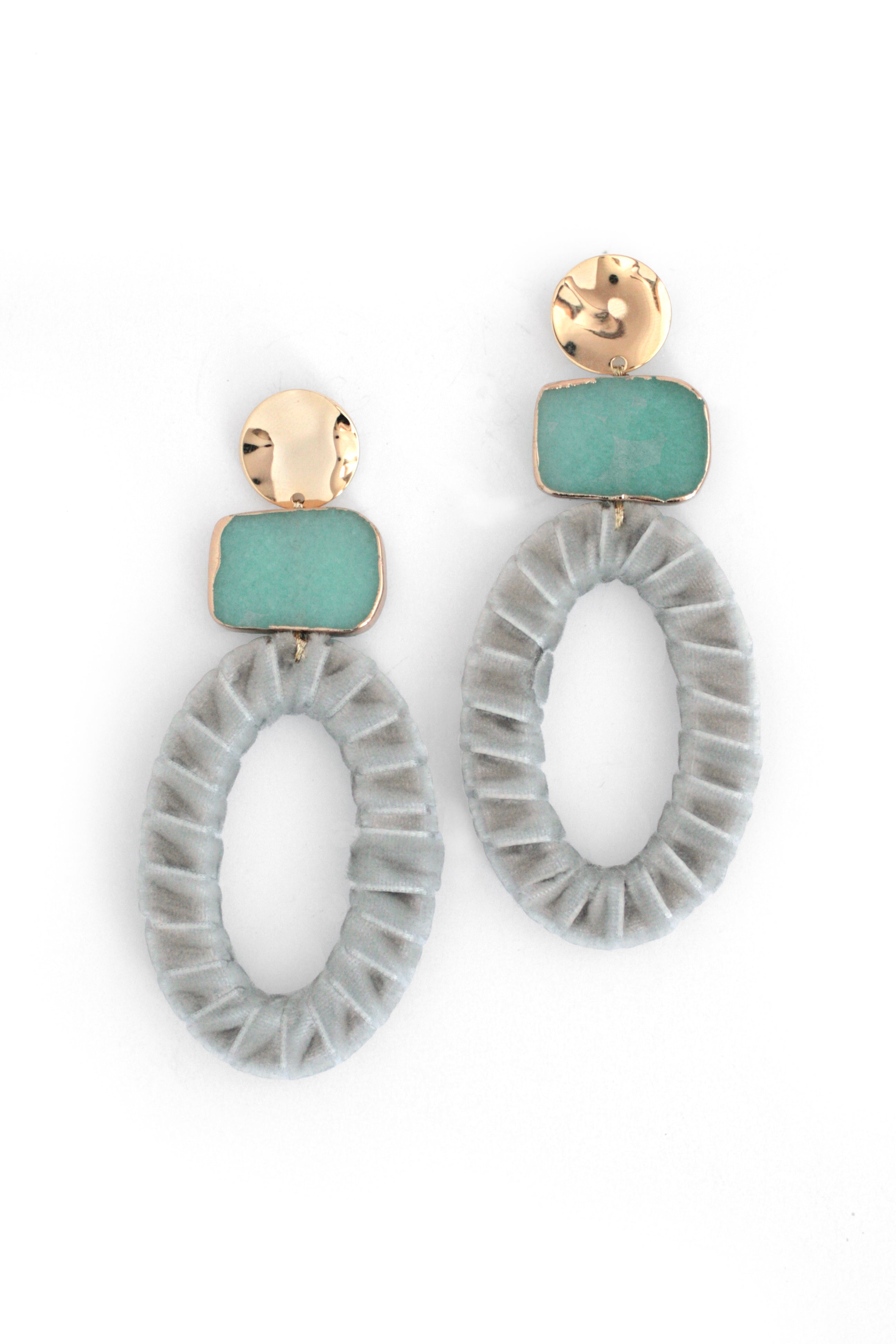 Elegant Velvet Drop Earrings in Grey - Perfect for Evening Parties, Weddings & Special Occasions