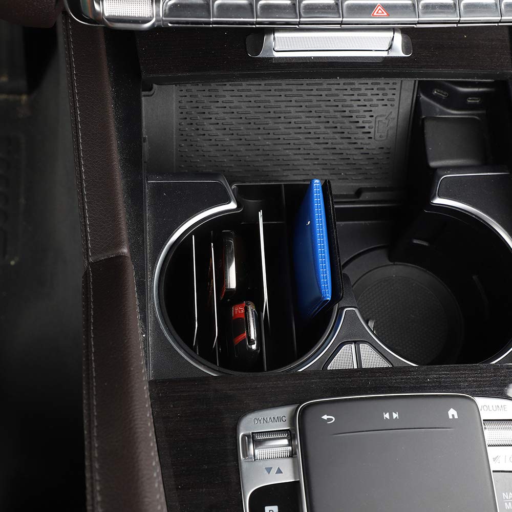 Mercedes Benz GLE Class 350 400 2020 Center Console Cup Holder Organizer - Black ABS Plastic Storage Tray for Car Accessories | Perfect for Drinks, Phones & Small Items While Driving