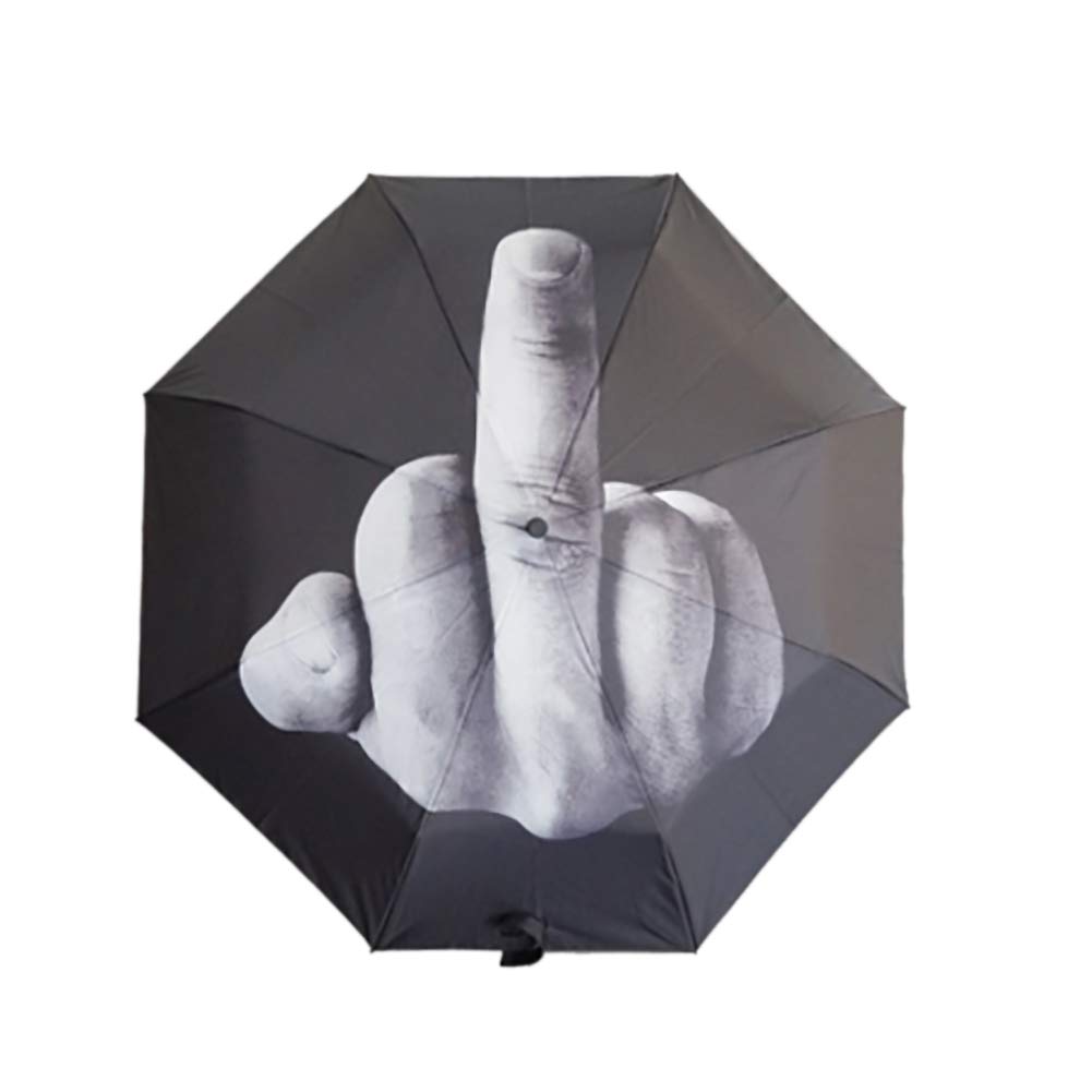 Middle Finger Up Umbrella - Compact 3-Fold Portable Rain Umbrella, Lightweight & Windproof - Perfect for Commuting, Outdoor Events & Protest Signs (Fuck the Rain Umbrella)