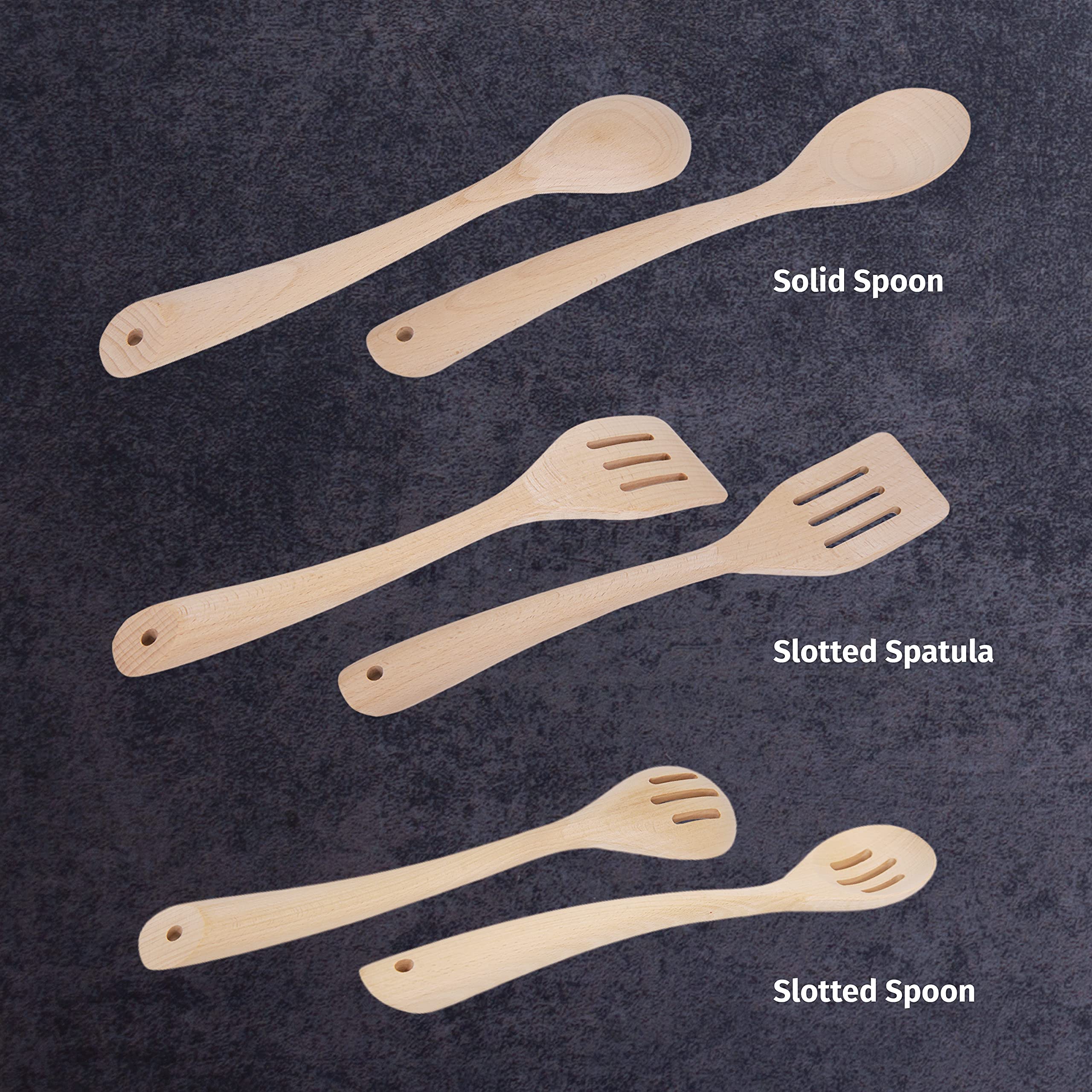 PrintSupremacy Beechwood Personalized Kitchen Utensils Set - Non-Stick Wooden Pan Cookware, Engraved Cooking Tools - Perfect Holiday Gift for Home Chefs, Ideal for Baking, Grilling & Everyday Cooking