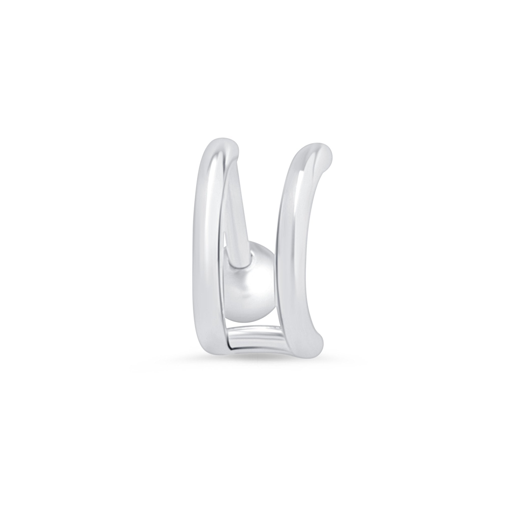 14K White Gold Double Hoop Illusion Ear Cuff Earrings - Elegant Cartilage Earrings for Women, Perfect for Parties, Weddings & Everyday Wear
