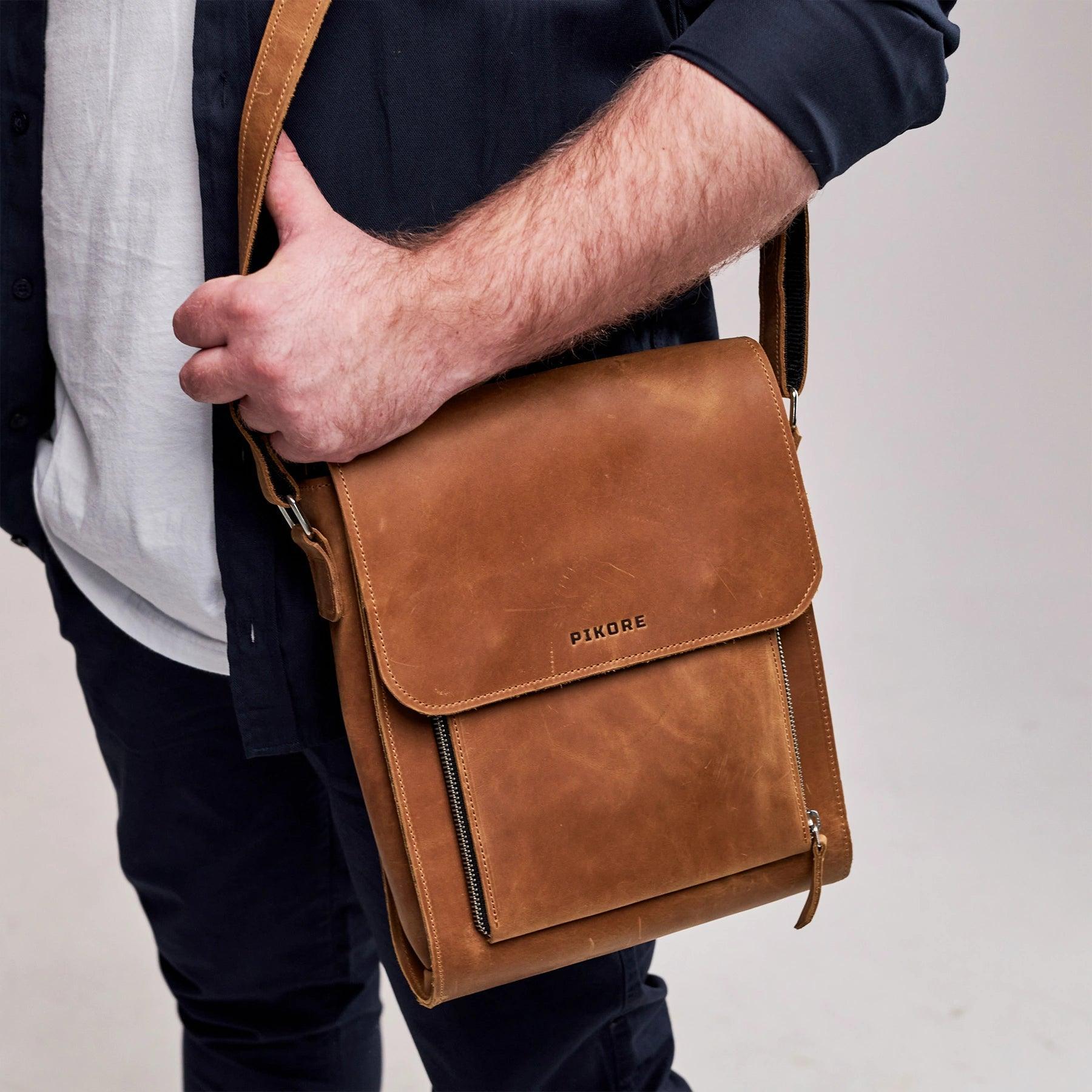 Premium Genuine Leather Satchel Bag for Women & Men - Stylish & Durable Crossbody Shoulder Bag - Perfect for Work, Travel & Everyday Use