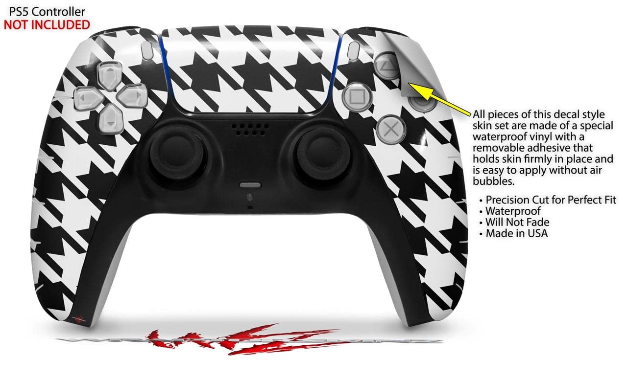 PS5 DualSense Controller Skin Wrap - Houndstooth Black for Gaming Protection