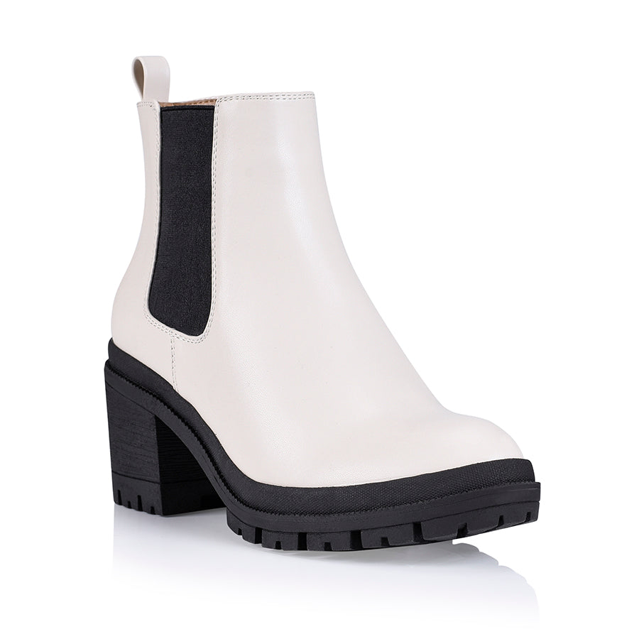 Georgia Chunky Combat Boots - Women's Fashion Ankle Boots with Bone Smooth Leather for Streetwear & Casual Outfits | Perfect for Fall, Winter & Everyday Wear