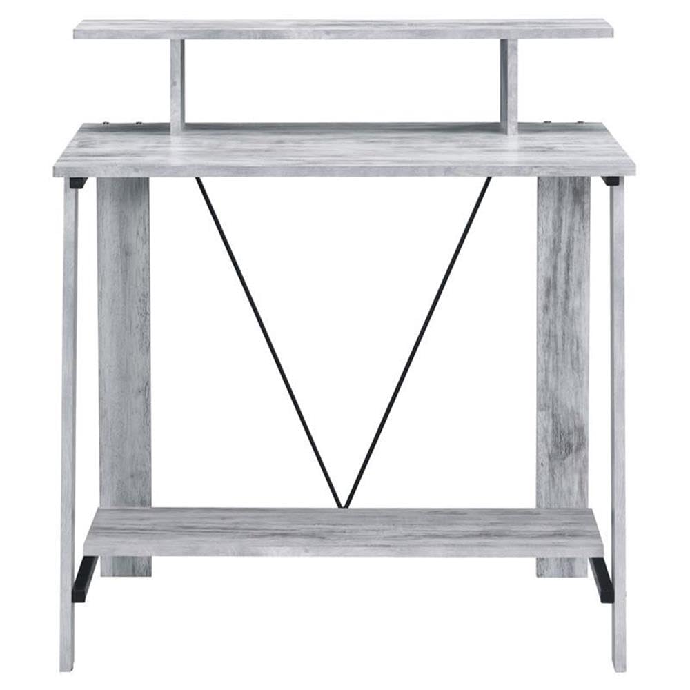 Acme Nypho Wooden 2-Tier Writing Desk - Antique White & Black Finish | Home Office Study Desk for Small Spaces, Dorm Rooms & Workspaces
