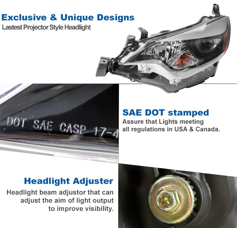 Replacement LED Headlight Headlamp for 2014-2016 Toyota Corolla - Driver Side - Bright & Durable - Perfect for Night Driving & Off-Road Adventures