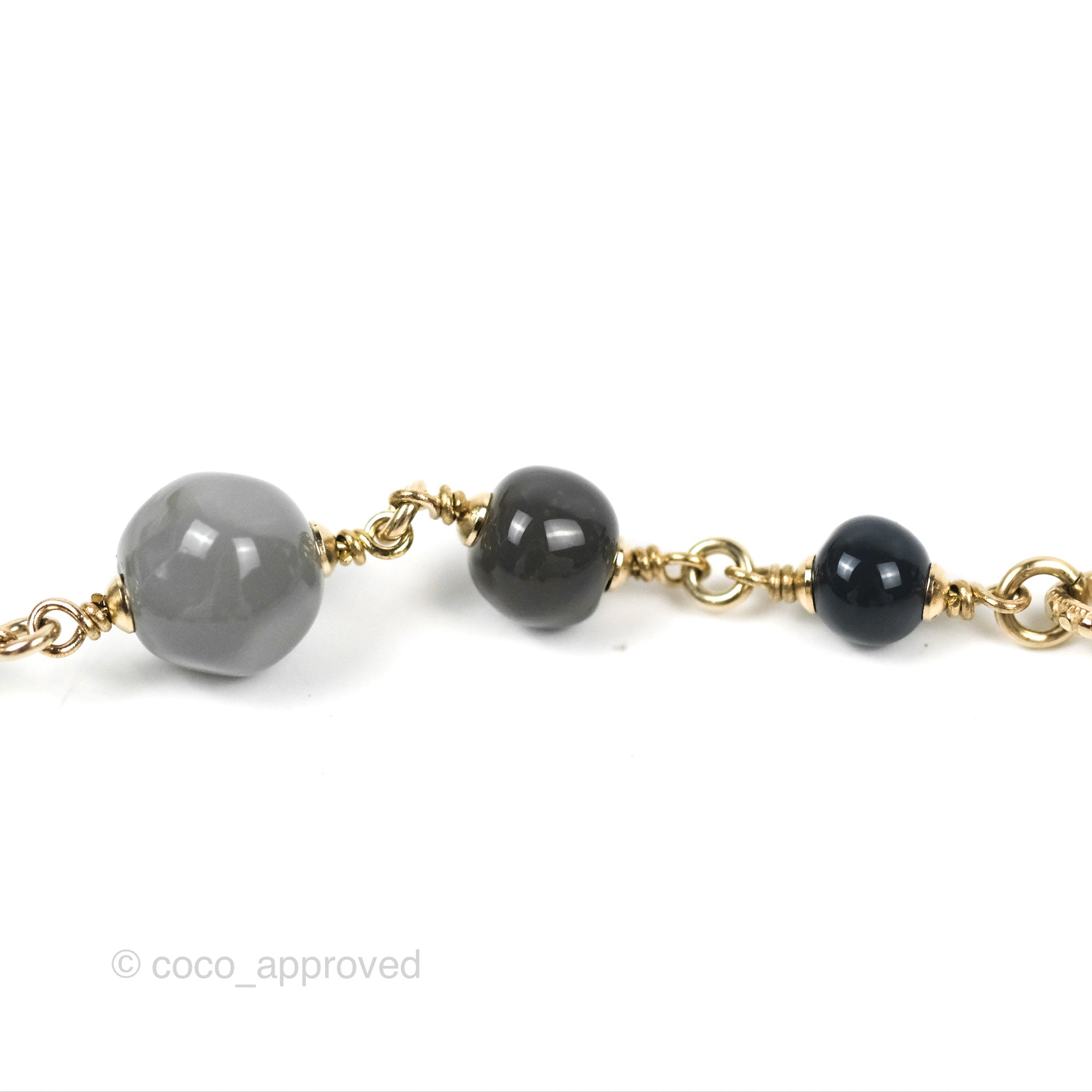 Chanel CC Pearl Gemstone Chain Long Necklace Gold Tone 16A - Elegant Statement Jewelry for Women, Perfect for Parties, Weddings & Special Occasions