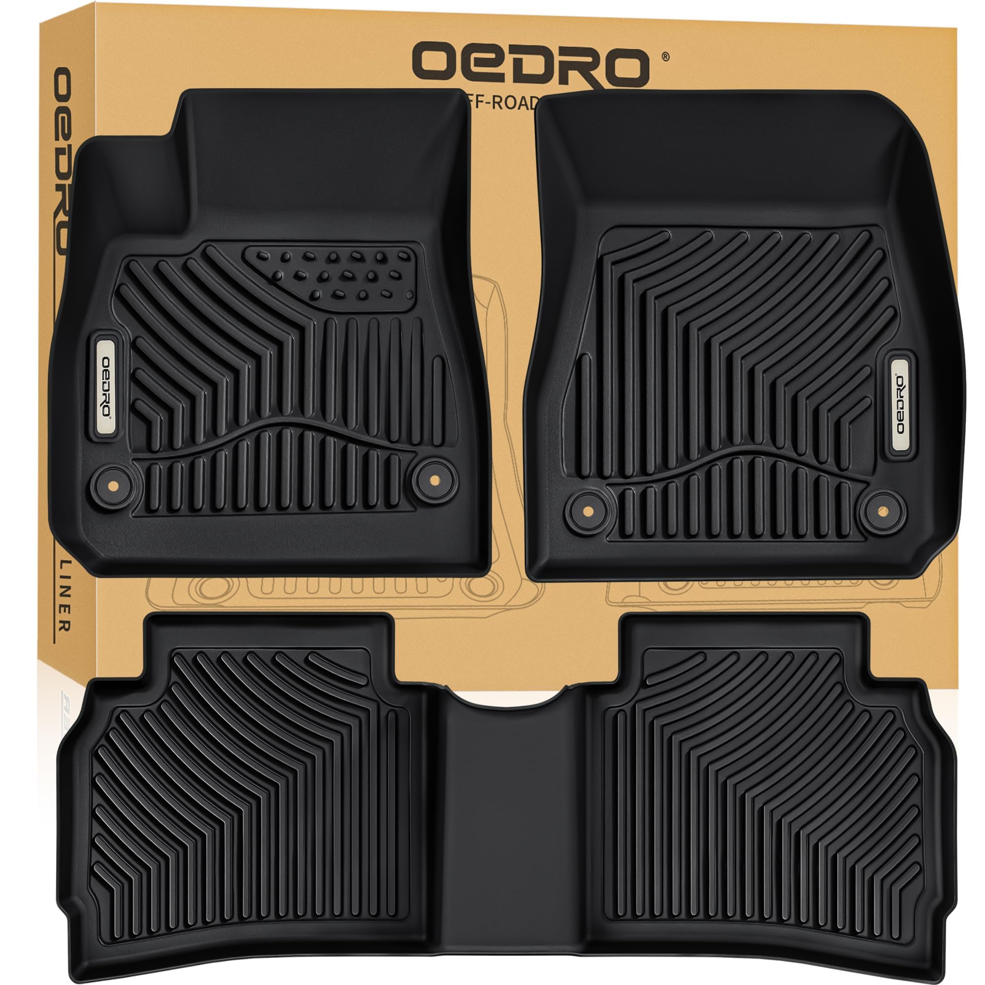 Premium OEDRO All-Weather TPE Floor Mats for 2016-2025 Chevy Malibu - Custom Fit Car Floor Liners with Maximum Protection (1st & 2nd Row) - Perfect for Daily Commute, Road Trips & Winter Driving