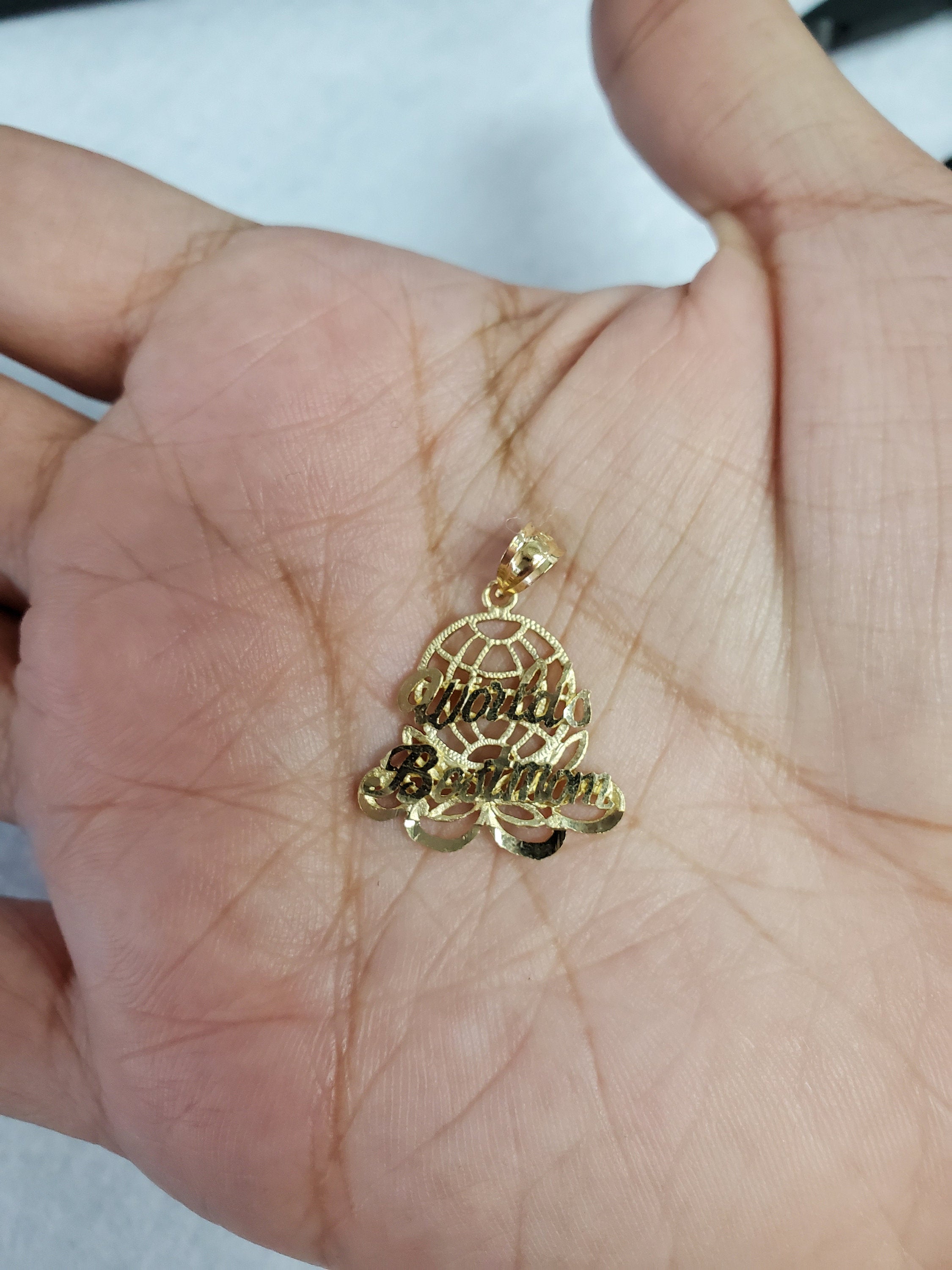 14K Yellow Gold Diamond Cut Charm Pendant for Men - Elegant Jewelry Gift for Him, Perfect for Weddings, Anniversaries & Special Occasions