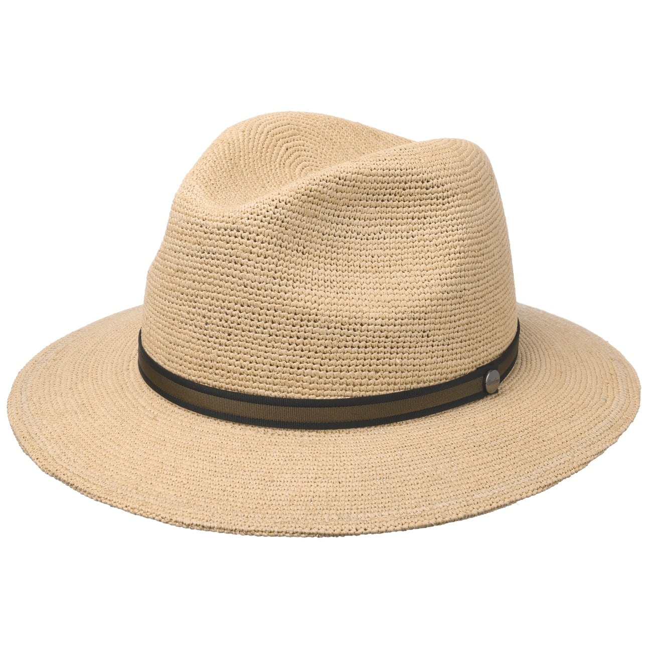 Borsalino Packable Crochet Straw Hat for Women - Lightweight Summer Beach Hat for Travel, Vacation & Outdoor Activities