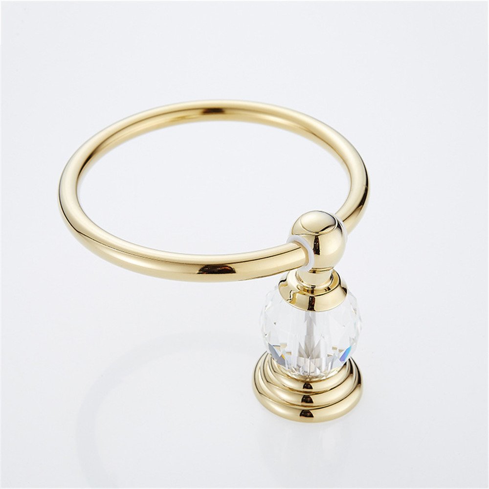 Premium Crystal Bathroom Accessories Set - Gold Wall Mounted Towel Bar, Hook & Ring Holder - Luxury Bath Hardware for Modern & Classic Bathrooms - Perfect for Spa, Hotel & Home Decor