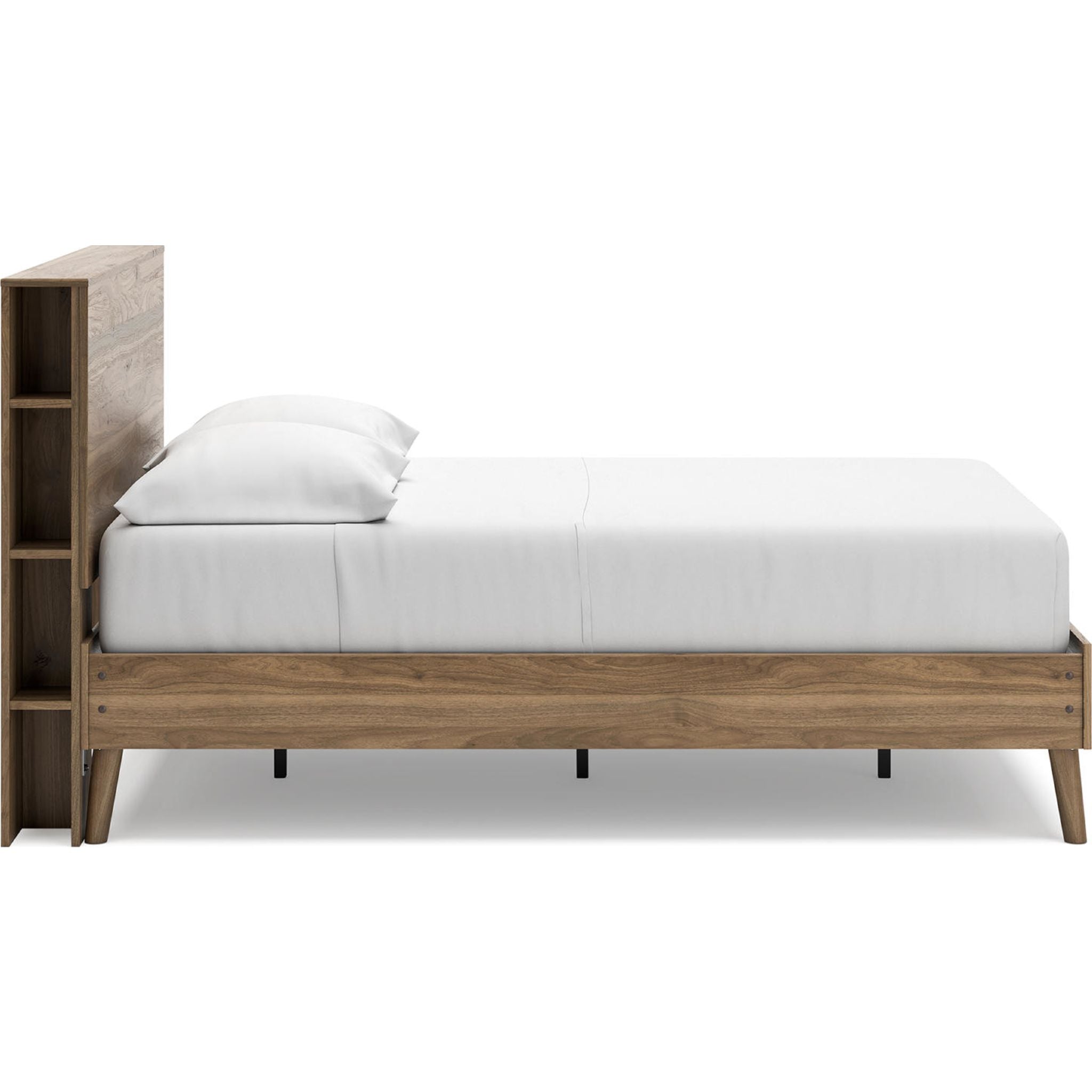Aprilyn Full Bookcase Bed in Honey Finish - Stylish Storage Bed Frame for Small Spaces, Dorm Rooms & Guest Bedrooms