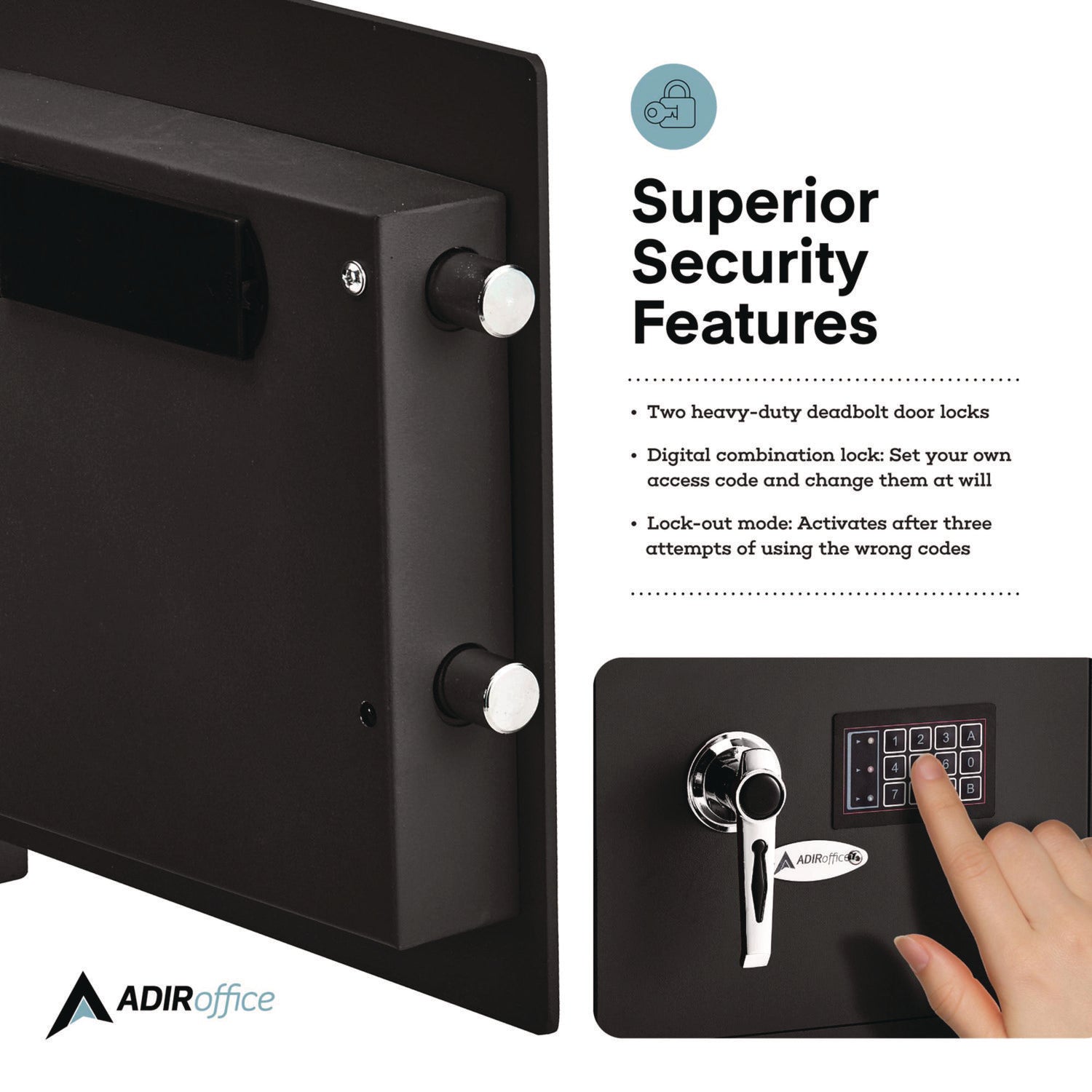 AdirOffice 1.1 Cubic Feet Digital Security Safe Box with Electronic Keypad - 15.3