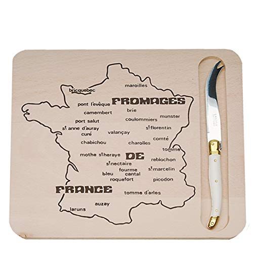 Vintage Handmade Laguiole French Cheese Cutting Board with Map of French Cheeses - Perfect for Charcuterie Boards, Cheese Platters & Gourmet Kitchen Gifts