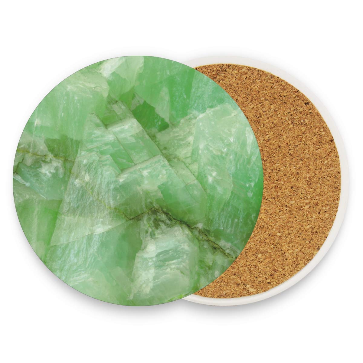 Funny Absorbent Marble Drink Coasters Set of 1/2/4 Pack - Oversized Spill-Proof Cup Coasters for Furniture Protection (0.20x3.9x4 Inches, Green Jade Stone) - Perfect for Coffee Tables, Bars, Office Desks & Home Decor