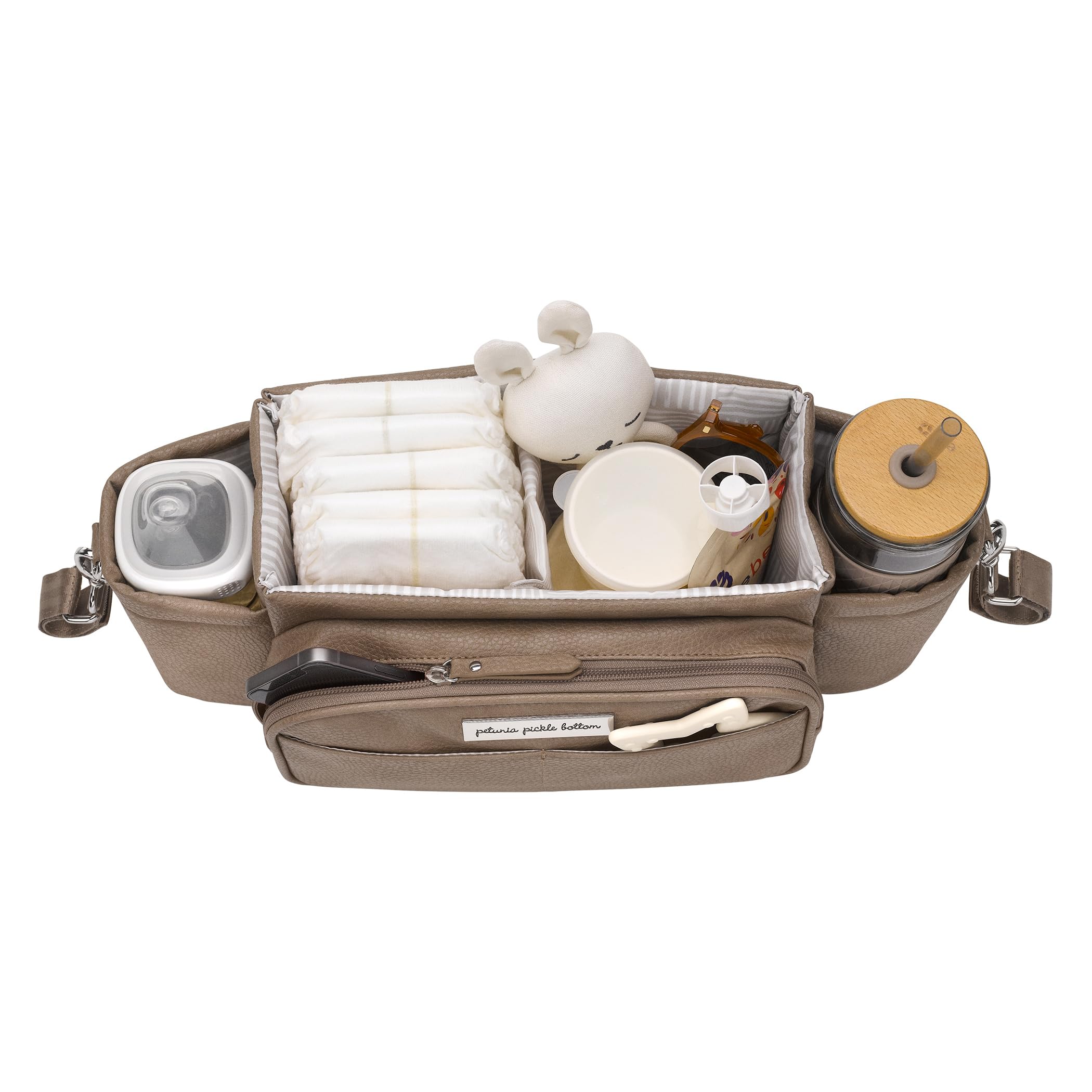 Petunia Pickle Bottom Wander Stroller Caddy Organizer - Baby Stroller Accessory with Multiple Carry Positions, Fits Most Strollers - Mink | Perfect for Diapers, Bottles & Essentials On-The-Go