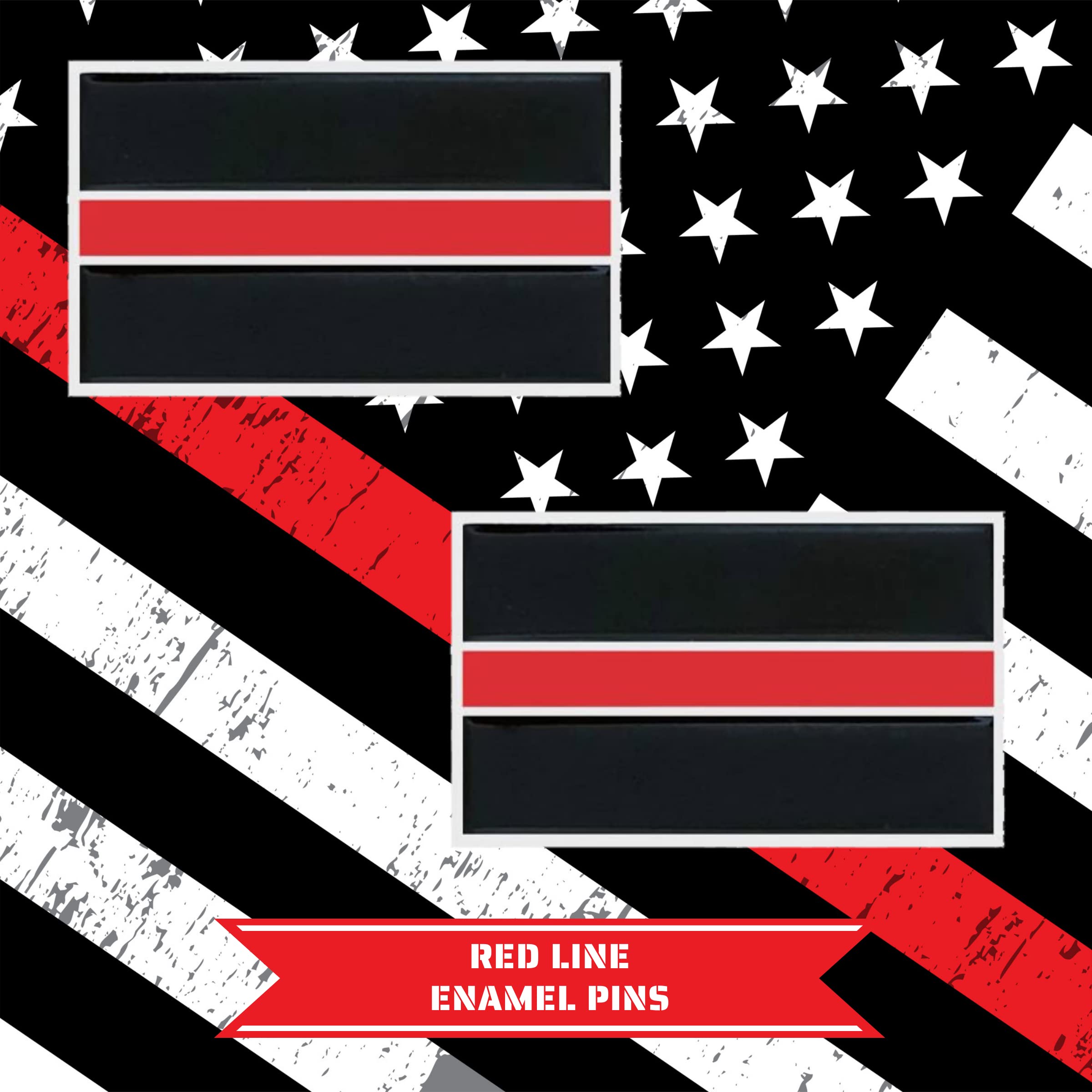 Thin Red Line Lapel Pins - Firefighter Support Pins - Metal Red Line Badges for First Responders - Perfect for Fire Department Appreciation, EMS Gifts & Everyday Wear