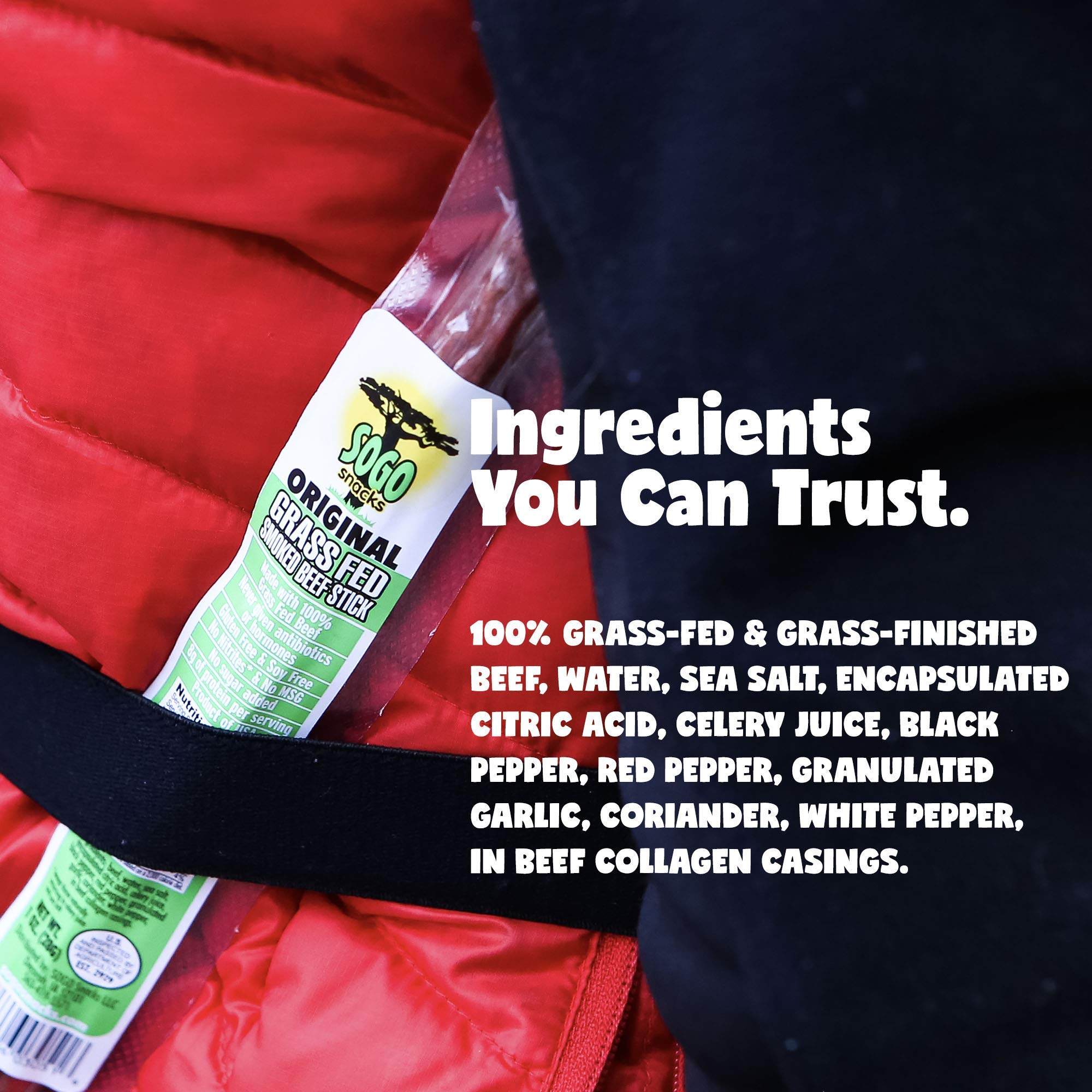 Original Flavor Sogo Snacks - 100% Grass-Fed & Grass-Finished Beef Sticks | No Sugar, Non-GMO, Nitrate-Free | Gluten, Soy, MSG, Dairy & Nut Free | Keto, Whole30 & Paleo Diet Friendly (1oz, 144 Count) - Perfect for On-the-Go Snacking, Hiking, Camping & Low-Carb Diets
