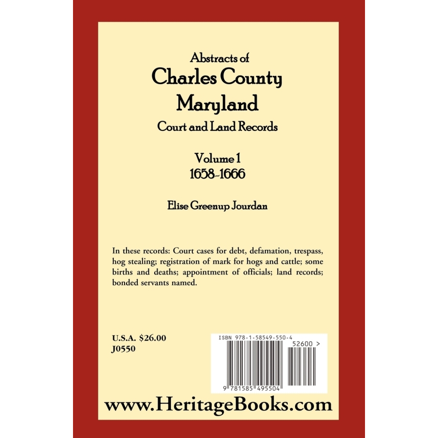Abstracts of Charles County, Maryland Court and Land Records, Volume 1 (1658-1666) | Historical Genealogy Research & Ancestry Documentation