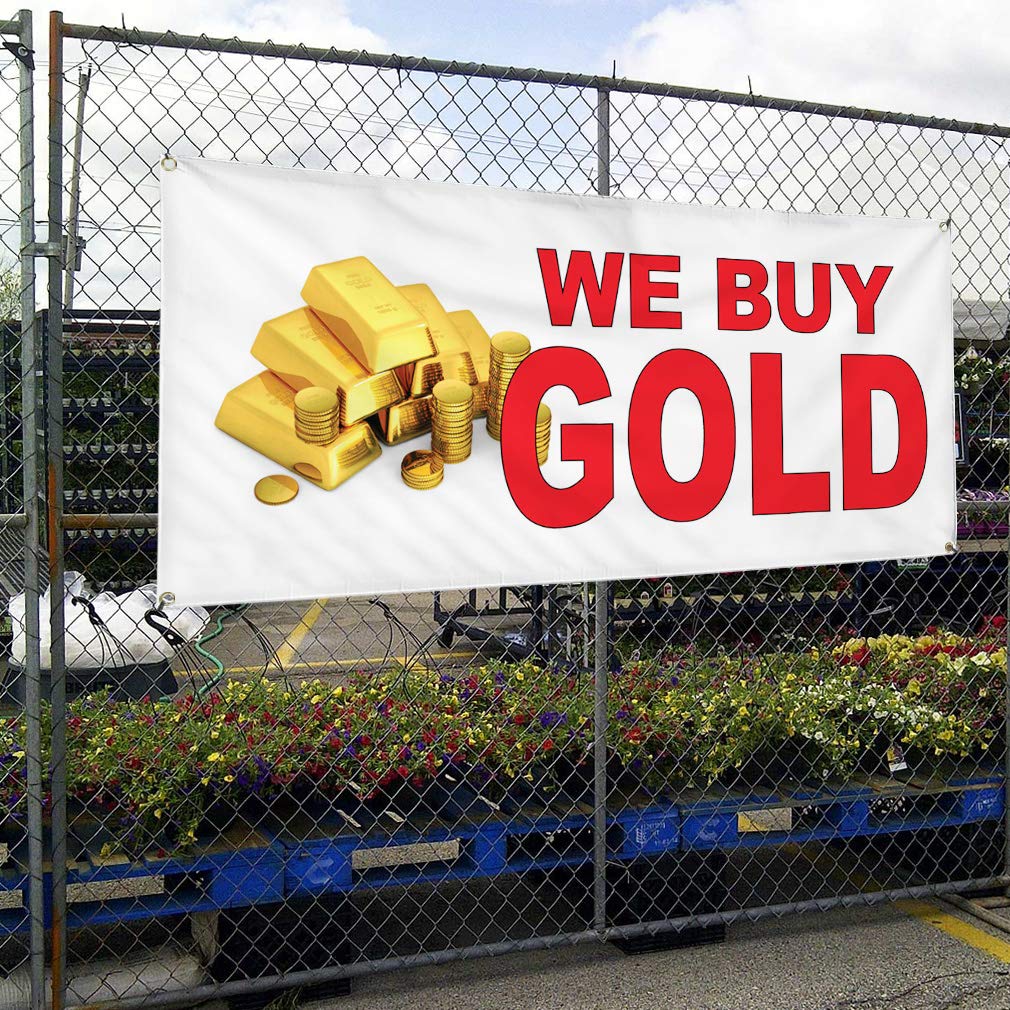 Premium Vinyl Banner - 60x144 Inches, Weatherproof & Durable for Outdoor Business Signs - 10 Grommets for Easy Hanging - Perfect for Yard Sales, Gold Buying Ads & Industrial Use