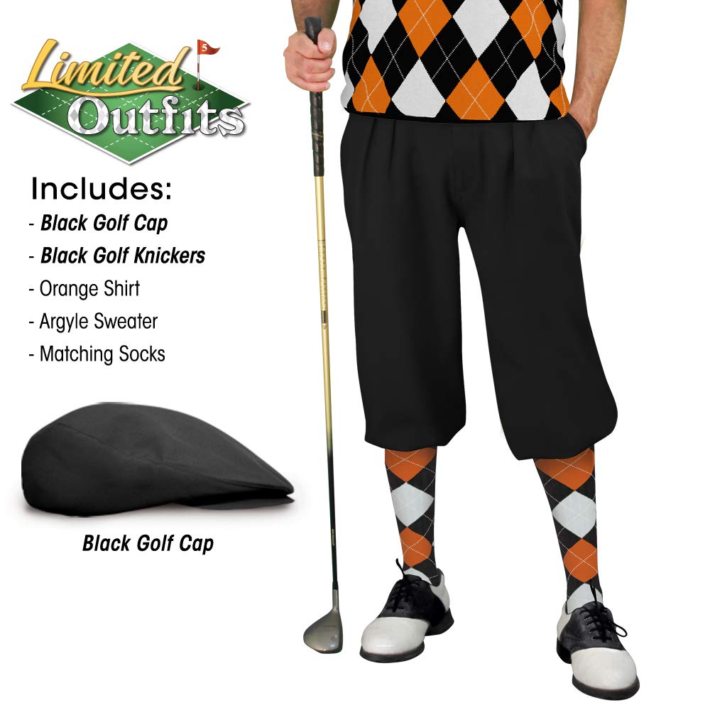 Men's Golf Sweater Outfits - Black, Orange & White Colors - Perfect for Golfing, Casual Wear & Outdoor Activities