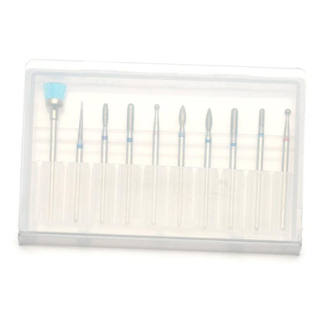 Professional 10-Piece Minkissy Nail Drill Bits Set - Silver Steel Manicure Grinding Heads for Acrylic, Gel & Natural Nails - Perfect for Salon & Home Nail Care