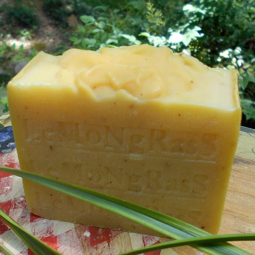 Handmade All Natural Lemongrass Soap with Lemon Essential Oil - Stimulating & Cooling Bar Soap for Refreshing Shower & Aromatherapy