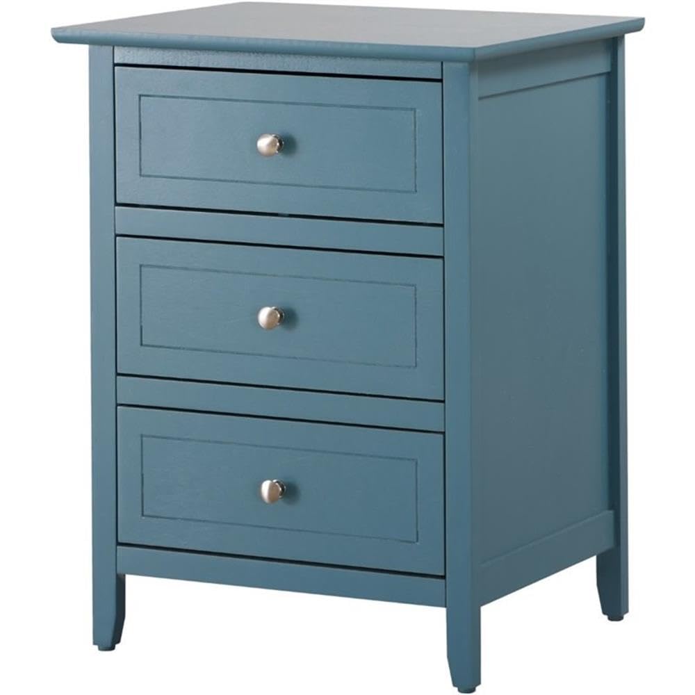 Glory Furniture Daniel 3-Drawer Nightstand in Teal - Modern Bedside Table for Bedroom, Guest Room & Nursery Storage