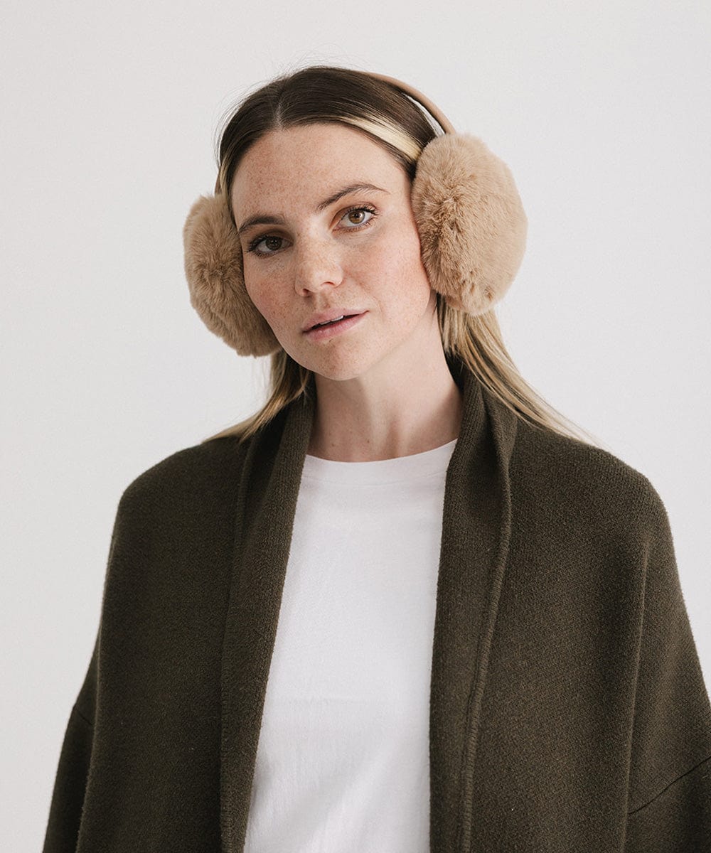 Leena Faux Fur Earmuffs - Winter Warm Ear Muffs for Women & Girls - Soft Plush Fleece Lined - Cold Weather Accessories for Outdoor Activities, Skiing, Snowboarding & Daily Winter Wear