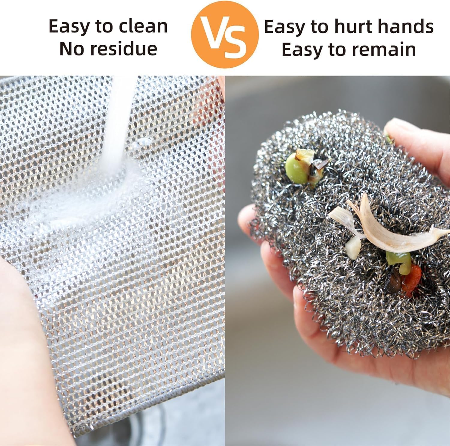 Non-Scratch Reusable Dish Washing Cloths - 2-Layer Mesh Wire Scrubber for Kitchen Cleaning - Pack of 5 | Perfect for Pots, Pans, Dishes & Countertops - Wet/Dry Use