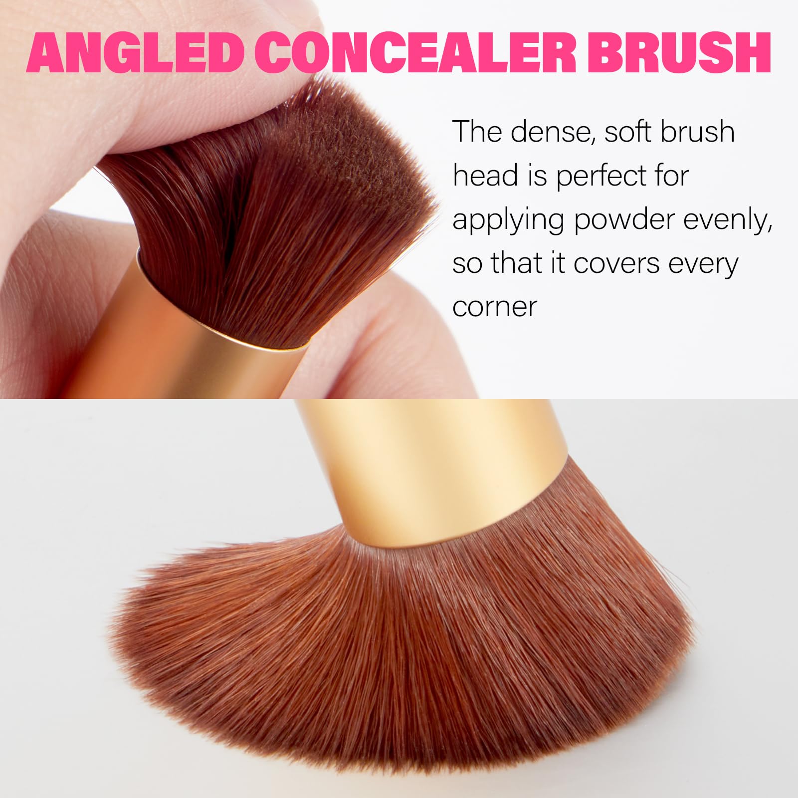 Dual-Ended Hair & Makeup Brush for Seamless Blending - Precision Hairline Powder Brush with Sponge Tip | Hair Concealer, Root Touch Up & Contour Brush (Brown, 4.7 Inch) - Perfect for Salon Styling, Home Use & Travel Touch-Ups