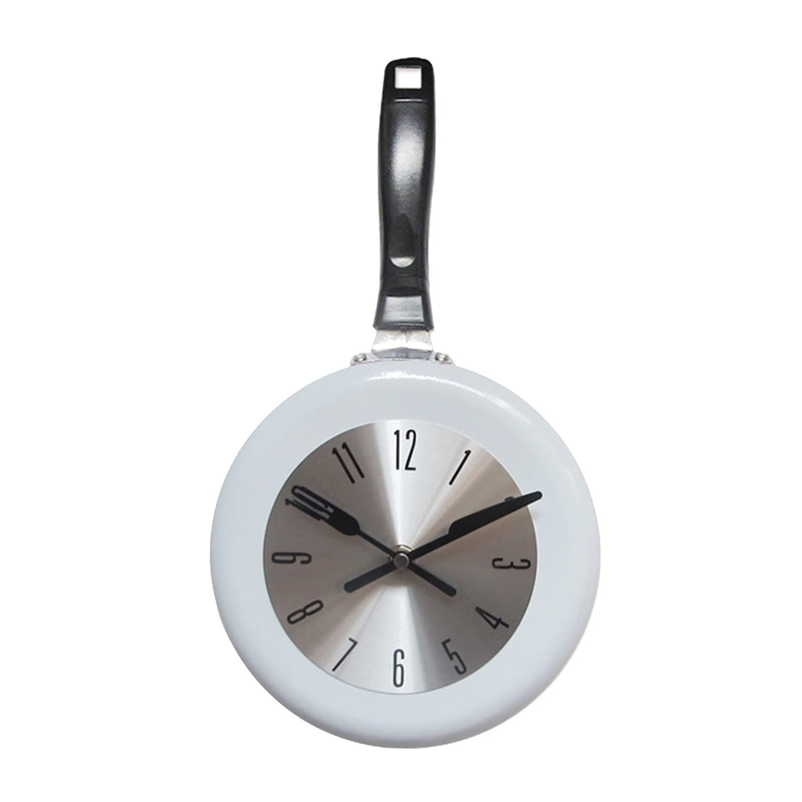 **MagiDeal 8 Inch Unique Metal Frying Pan Wall Clock - Kitchen Decor, Home Ornament, Housewarming Gift (White) - Perfect for Farmhouse, Retro, or Vintage-Themed Kitchens**