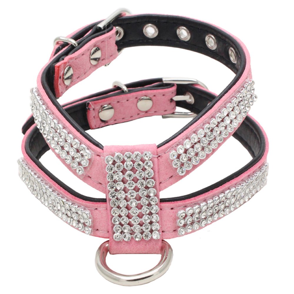 Sparkling Pink Diamond Dog Harness for Small Dogs - Fashionable Bling Pet Accessory for Cute Girl Puppies - Perfect for Walks, Photos & Special Occasions