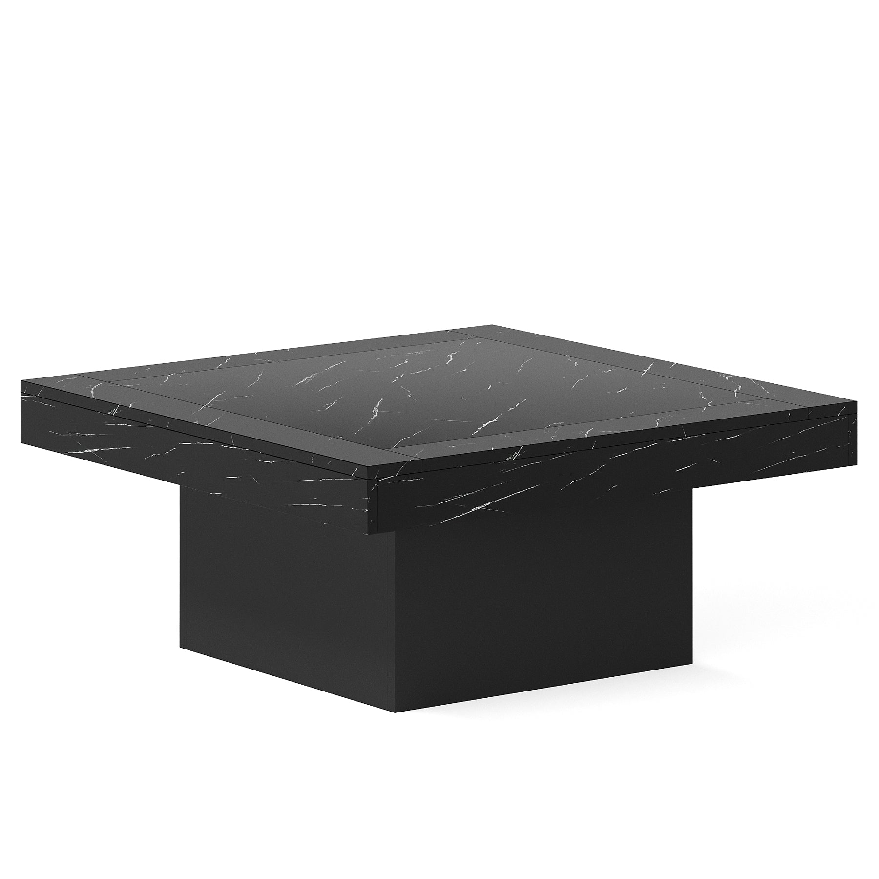 Modern Square Coffee Table with LED Lights - Rustic Farmhouse Wood Cocktail Table for Living Room, Lounge & Home Decor