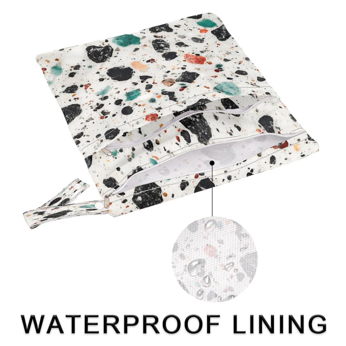 Waterproof Wet Dry Bag 2-Pack - Marble Stone Design Travel Laundry Bag & Swimsuit Organizer | Reusable Cloth Diaper Storage for Beach, Pool, Gym, Yoga | Perfect for Swimsuits, Wet Clothes & Baby Essentials