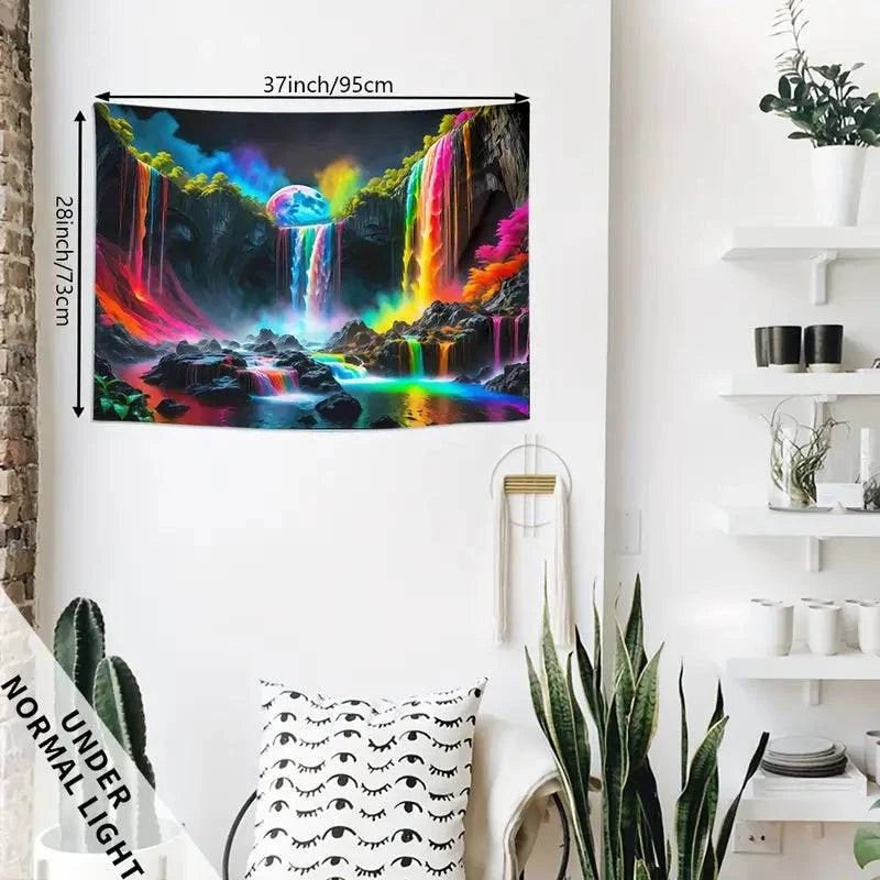 Stunning Mountain Waterfall with Rainbow Wall Art - Nature Landscape Canvas Print for Home & Office Decor | Perfect for Living Room, Bedroom, or Meditation Space