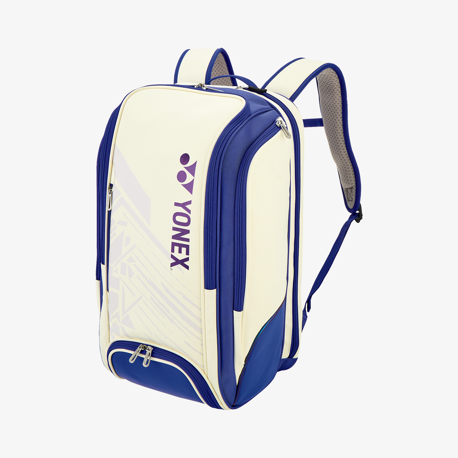 Yonex BAG02512WDB Expert Badminton Backpack - White/Deep Blue - Durable Sports Bag for Tennis, Squash & Gym - Perfect for Athletes & Students