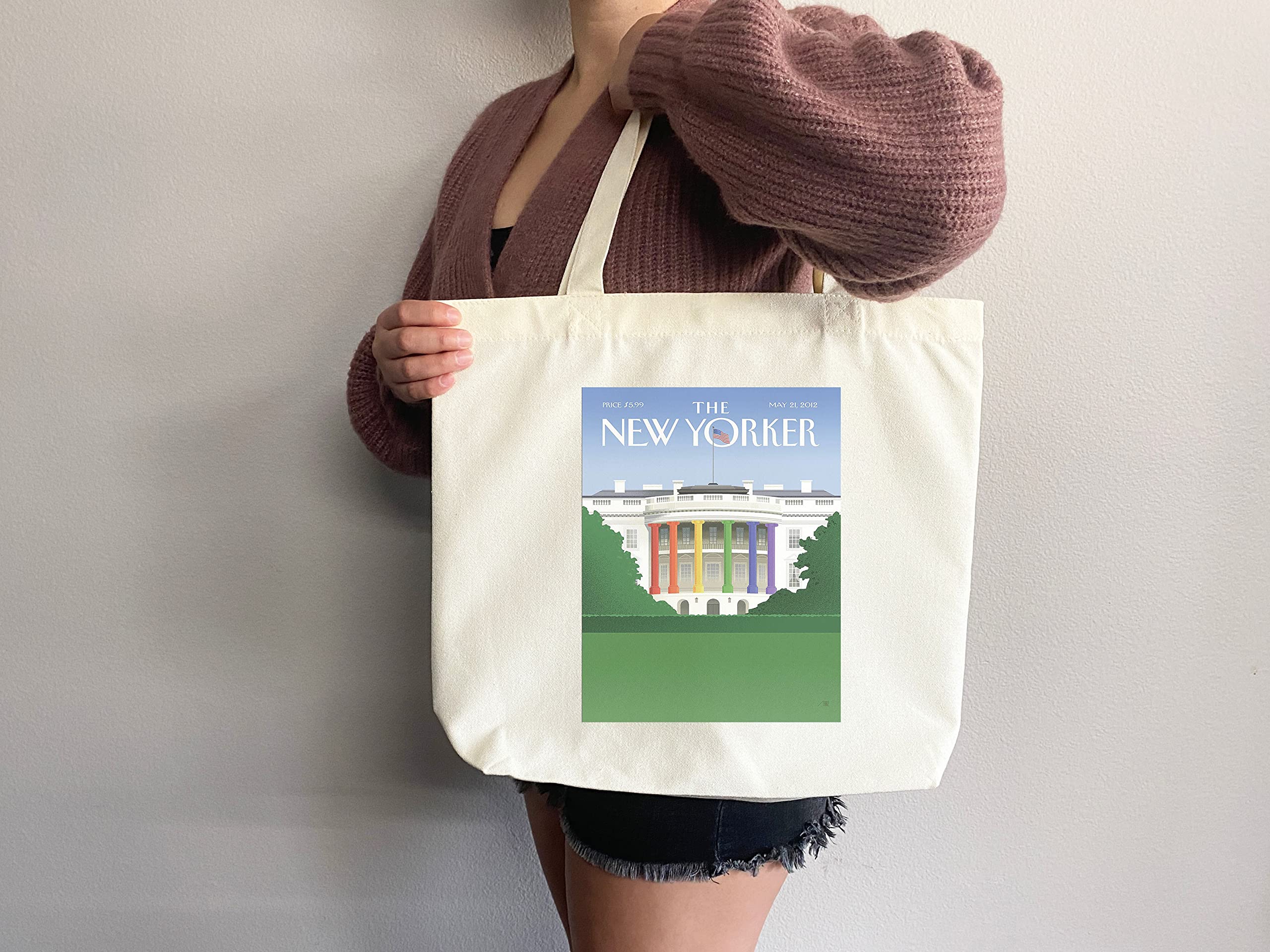Stylish New Yorker Magazine Tote Bag - Artistic NYC Themed Canvas Shopper for Everyday Use, Work, Beach & Grocery Shopping