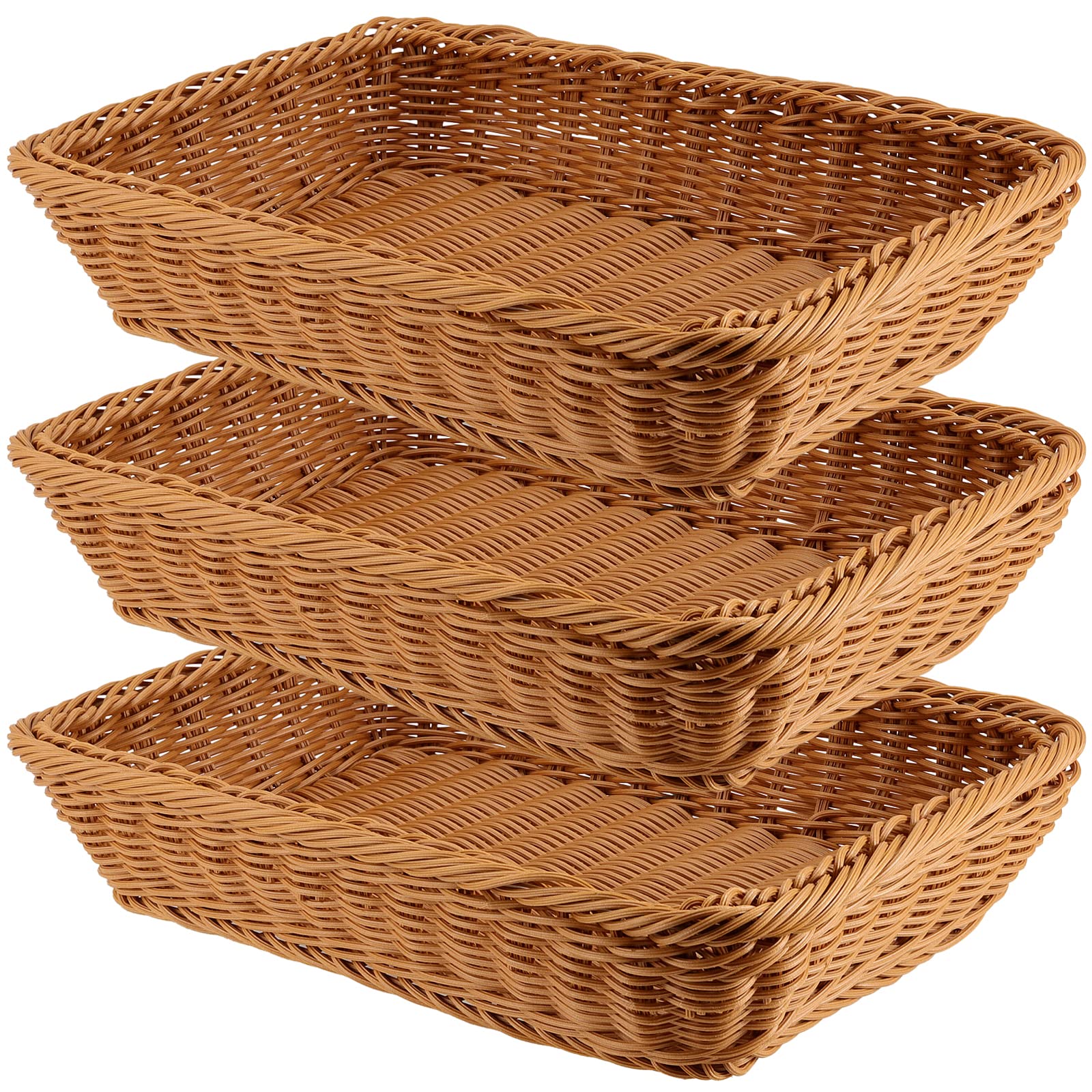 Handwoven Rattan Bread Basket Set - 3-Piece 14