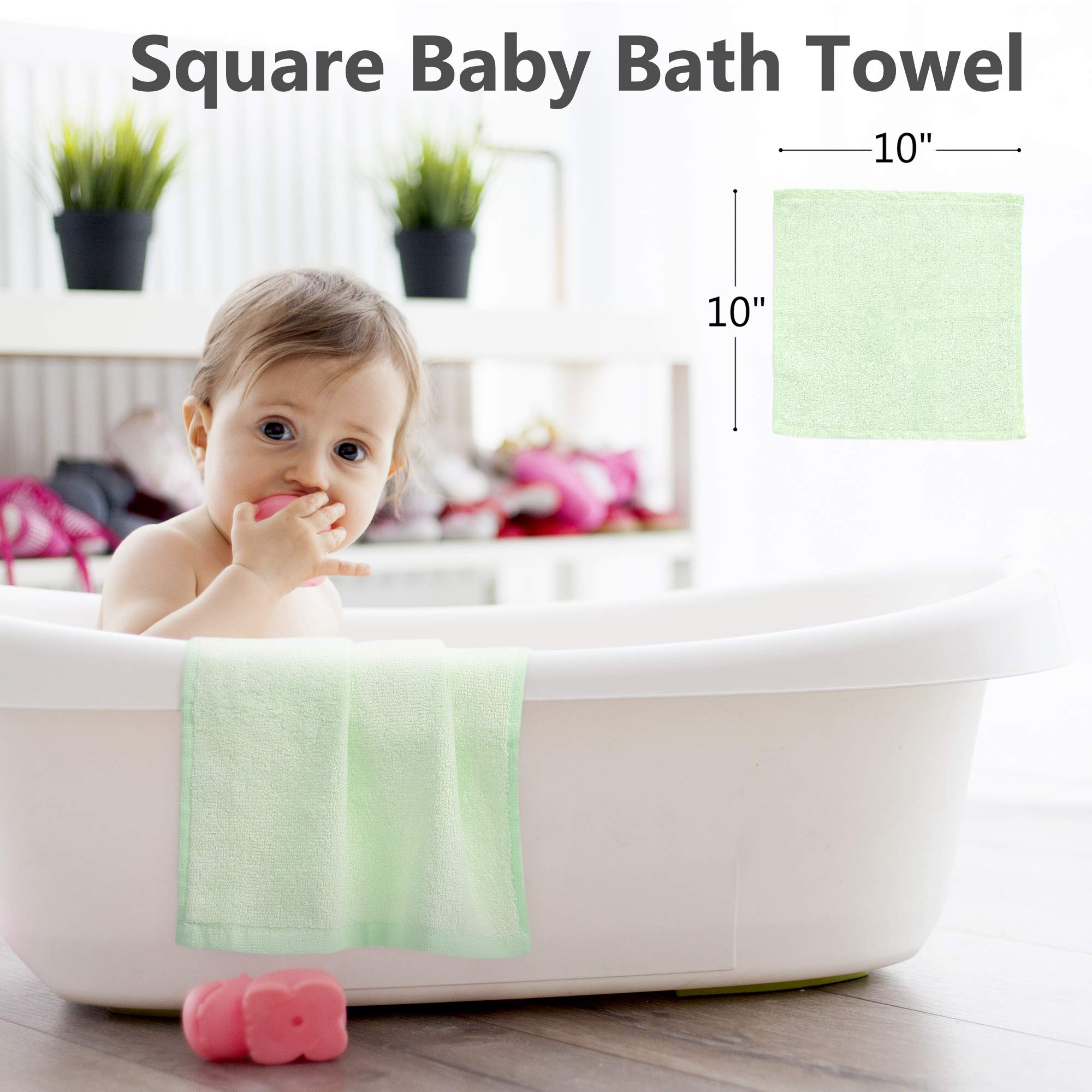 6 Pack Ultra Soft Baby Washcloths for Newborn & Toddler - Bamboo Rayon & Cotton Blend, 10