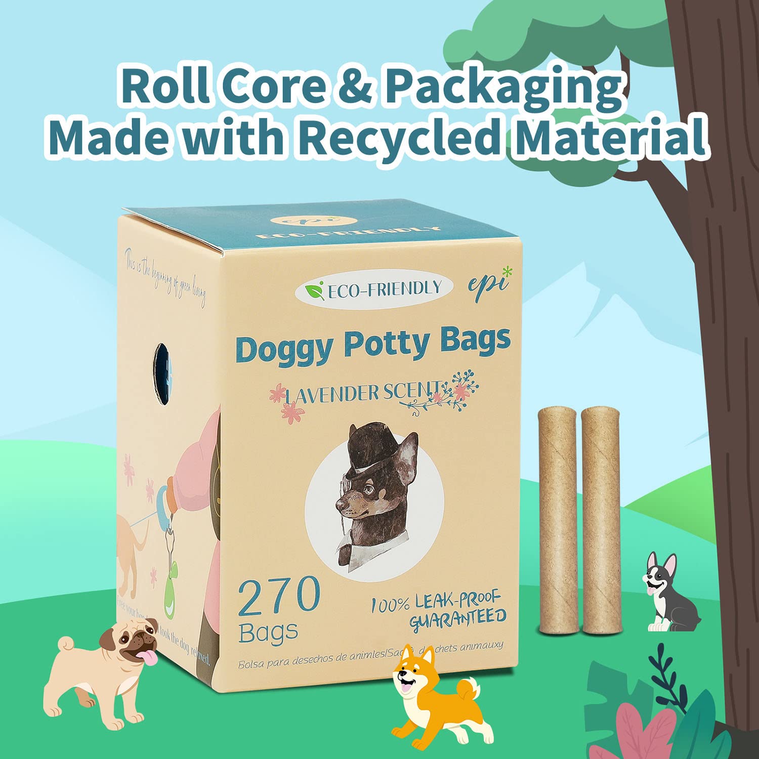 Eco-Friendly Biodegradable Dog Poop Bags with Dispenser - Leak Proof, Waterproof & Extra Strong Waste Bags for Dogs - Perfect for Walks, Parks & Travel